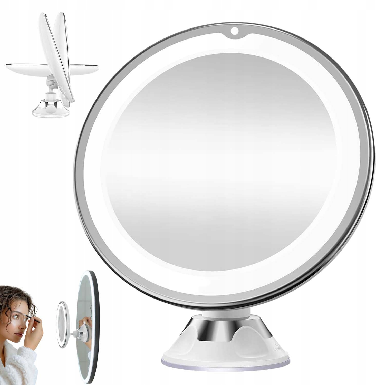 Led Kosmetické Zrcátko S Pevným Držákem A Přísavkou, Praktické