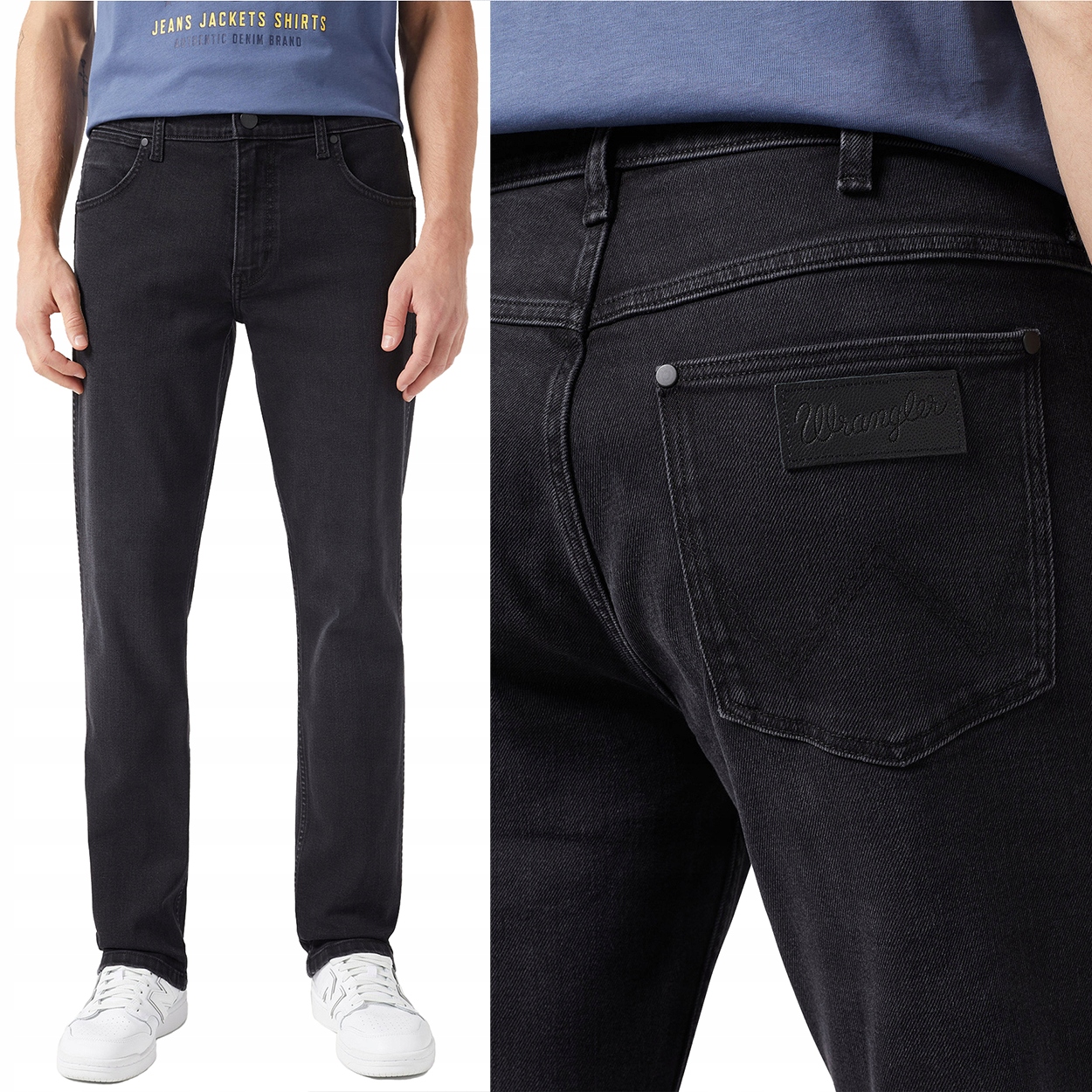 Wrangler Greensboro Film Noir DžINS jednoduché černé džínové kalhoty W30 L32