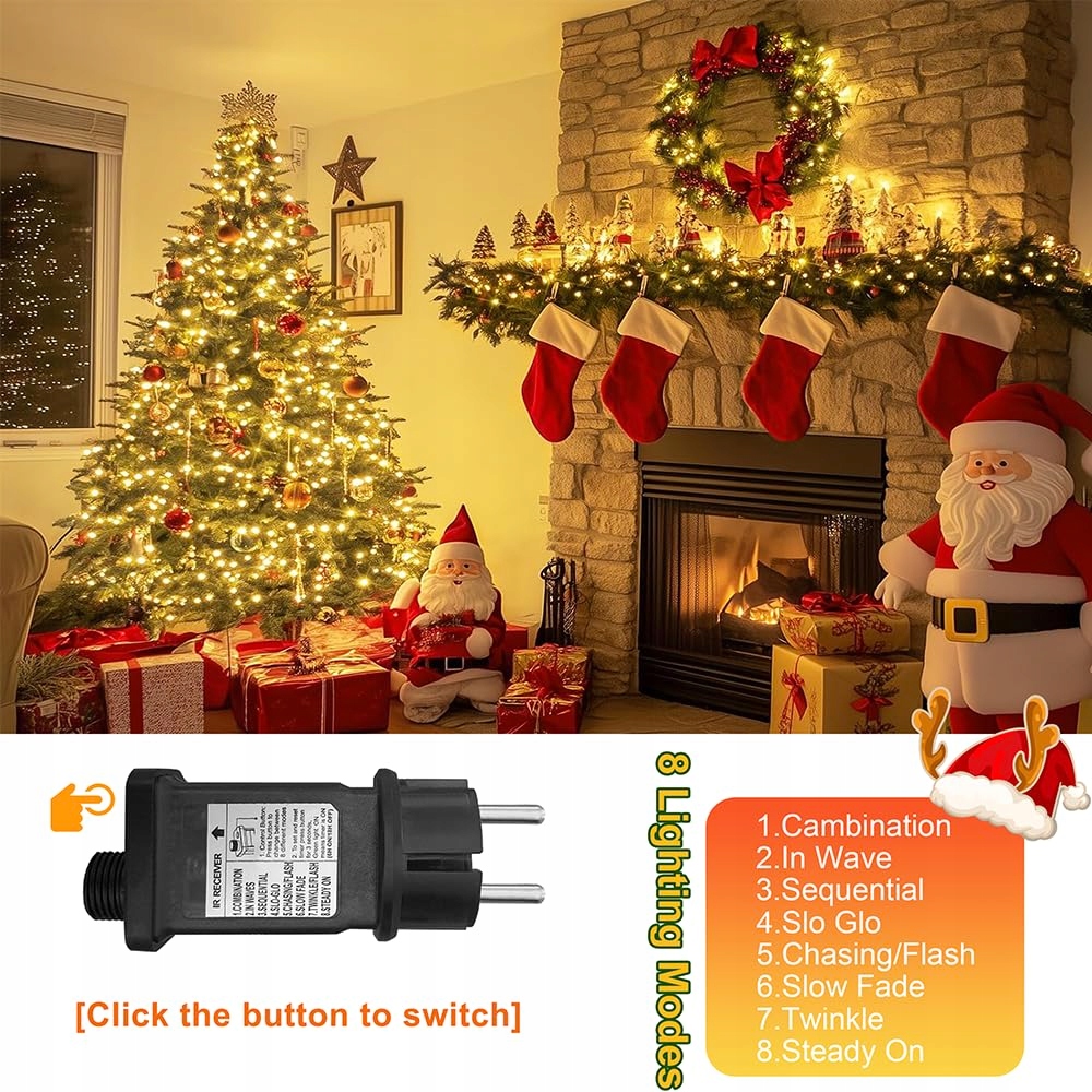 AEBECHUN Lampa LED 15M 150 LED Zewnętrzna Świąteczna Wodoodporna Pilot — miniatura 3