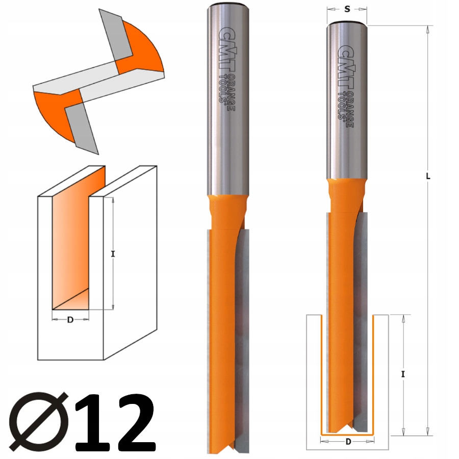 

Cmt Frez prosty trzpieniowy do drewna Hm 12mm