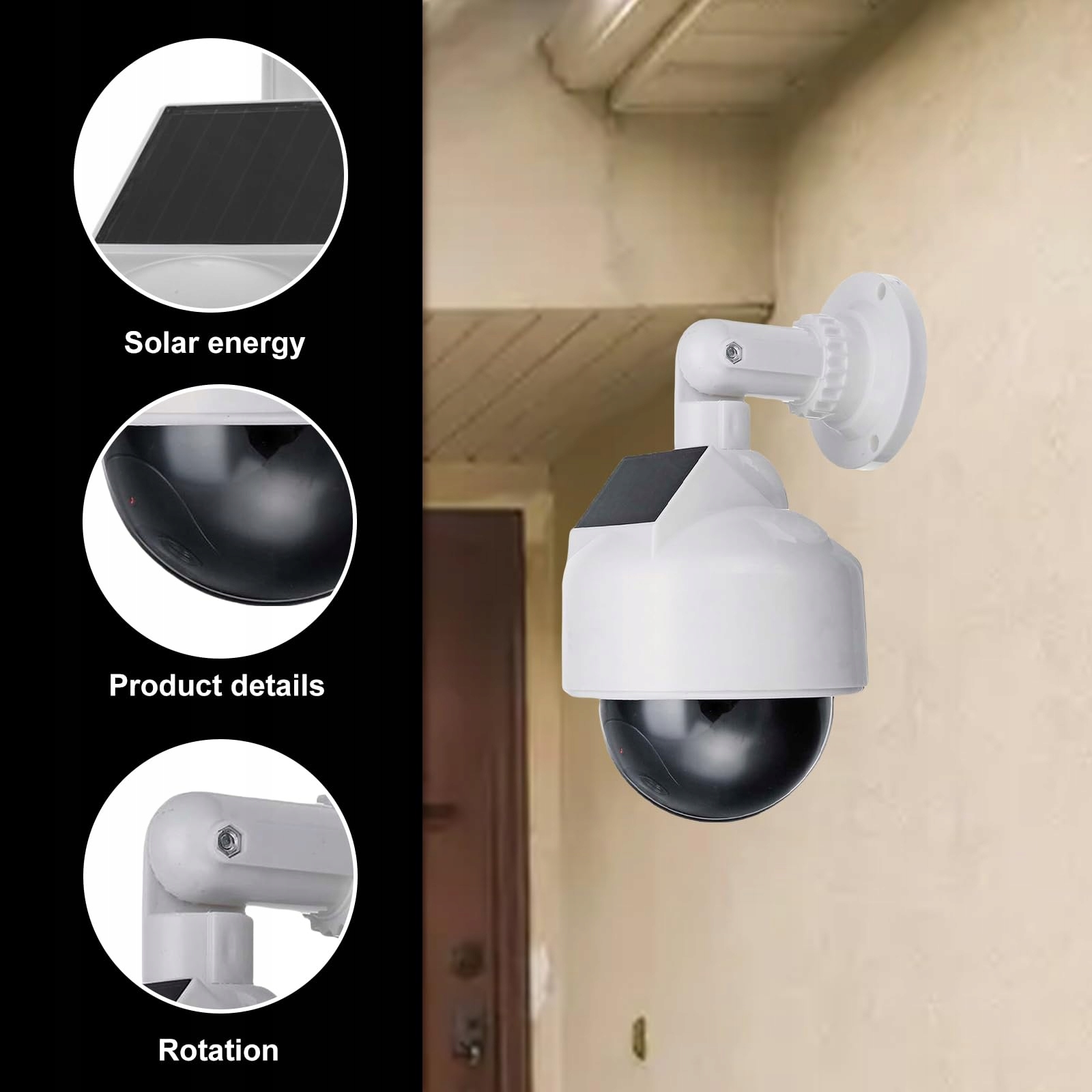 Dummy Atrapa kamery solarnej z obiektywem i czerwonym światłem LED Security — miniatura 4