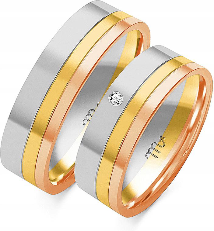 Moderní snubní prsteny s diamantem 14K 585 vel. 14 15 16 elegantní módní kolekce