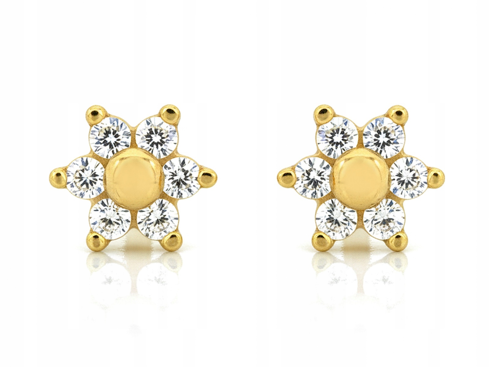 Dámské Náušnice Ze Zlata 585 Květinky se zirkony na tyčinku jako dárek