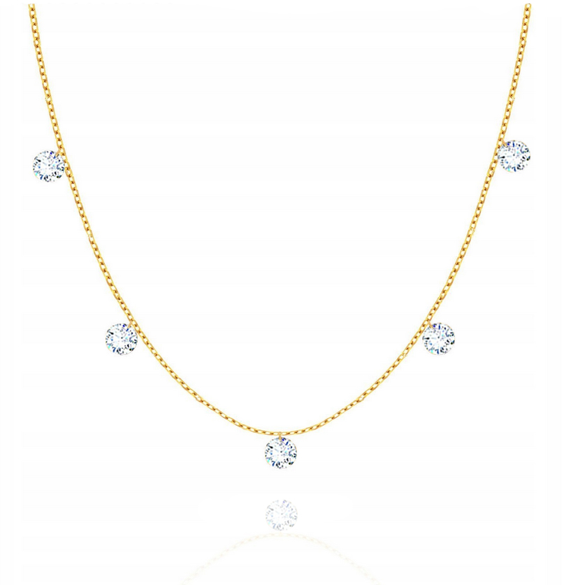 Zlatý Náhrdelník Bílé Zirkony Choker PR.585 40 cm