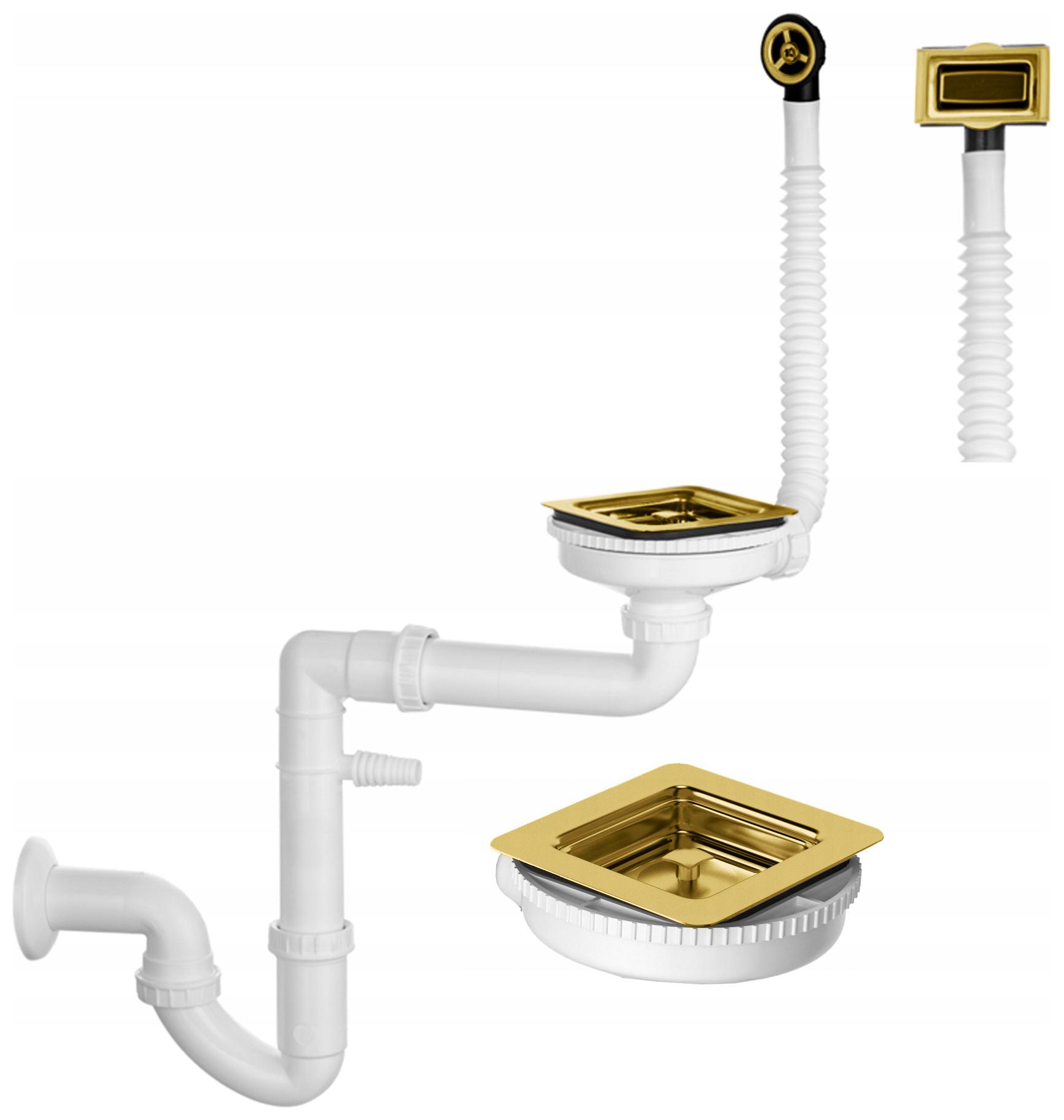 Syfón Pre Jednokomorový Drez Štvorcový Odtok Obmĺžnikový Zlatý