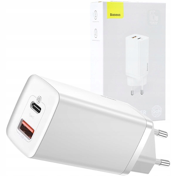 Síťová nabíječka Baseus GaN2 Lite Usb-a, Usb-c, Výkonný Napájecí Zdroj, Kostka 65W