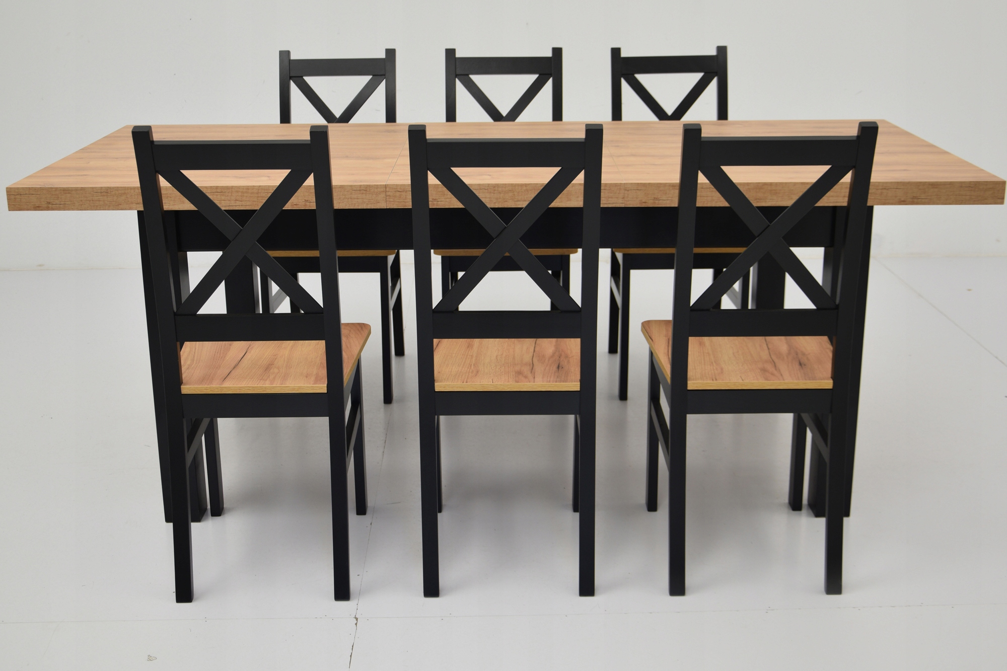 Rozkładany stół 90x160/210 i 6 DREWNIANYCH krzeseł Kod producenta K-1 + S-7