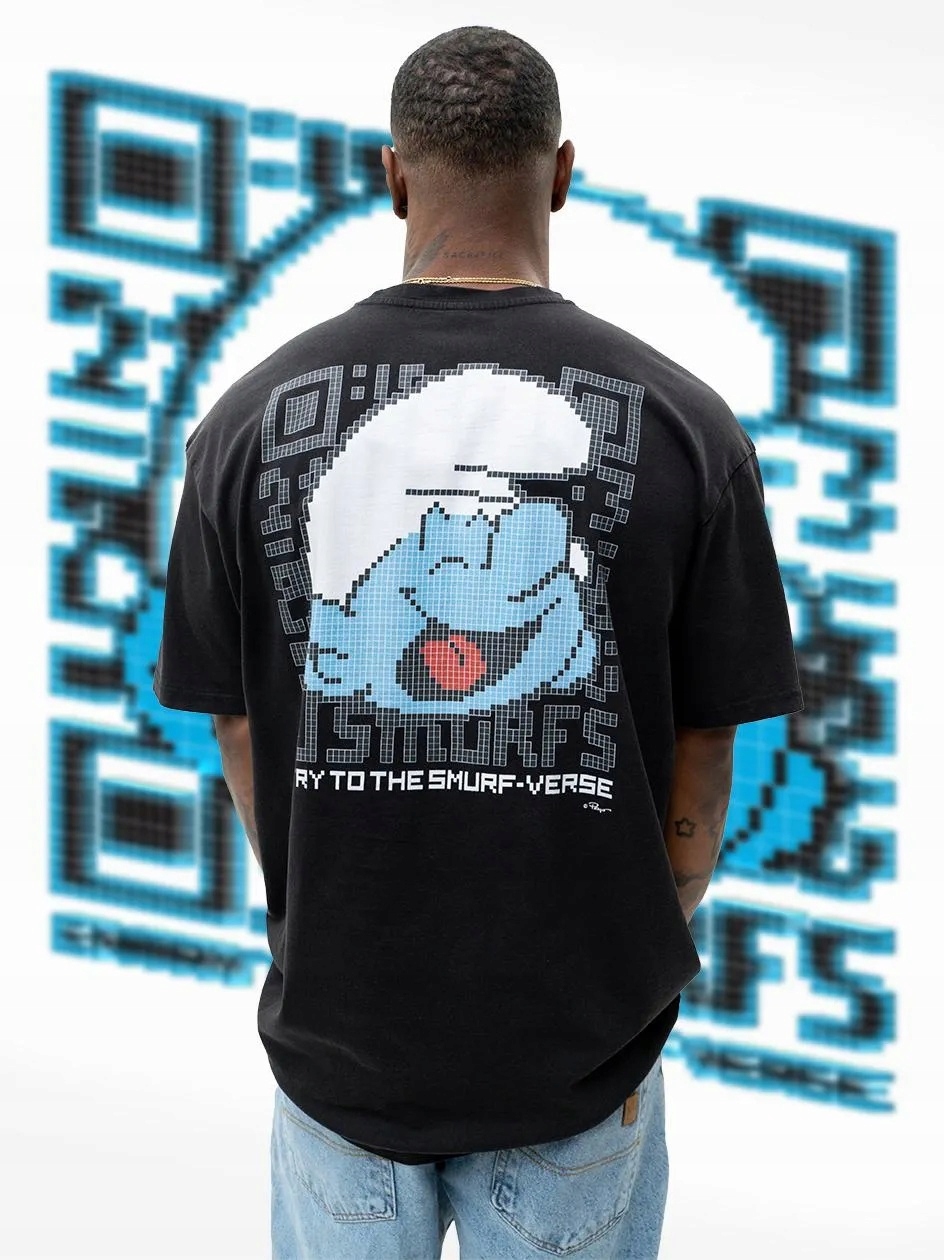 Tričko Šmoulové Metaverse Oversize Tee Black Washed vel. M