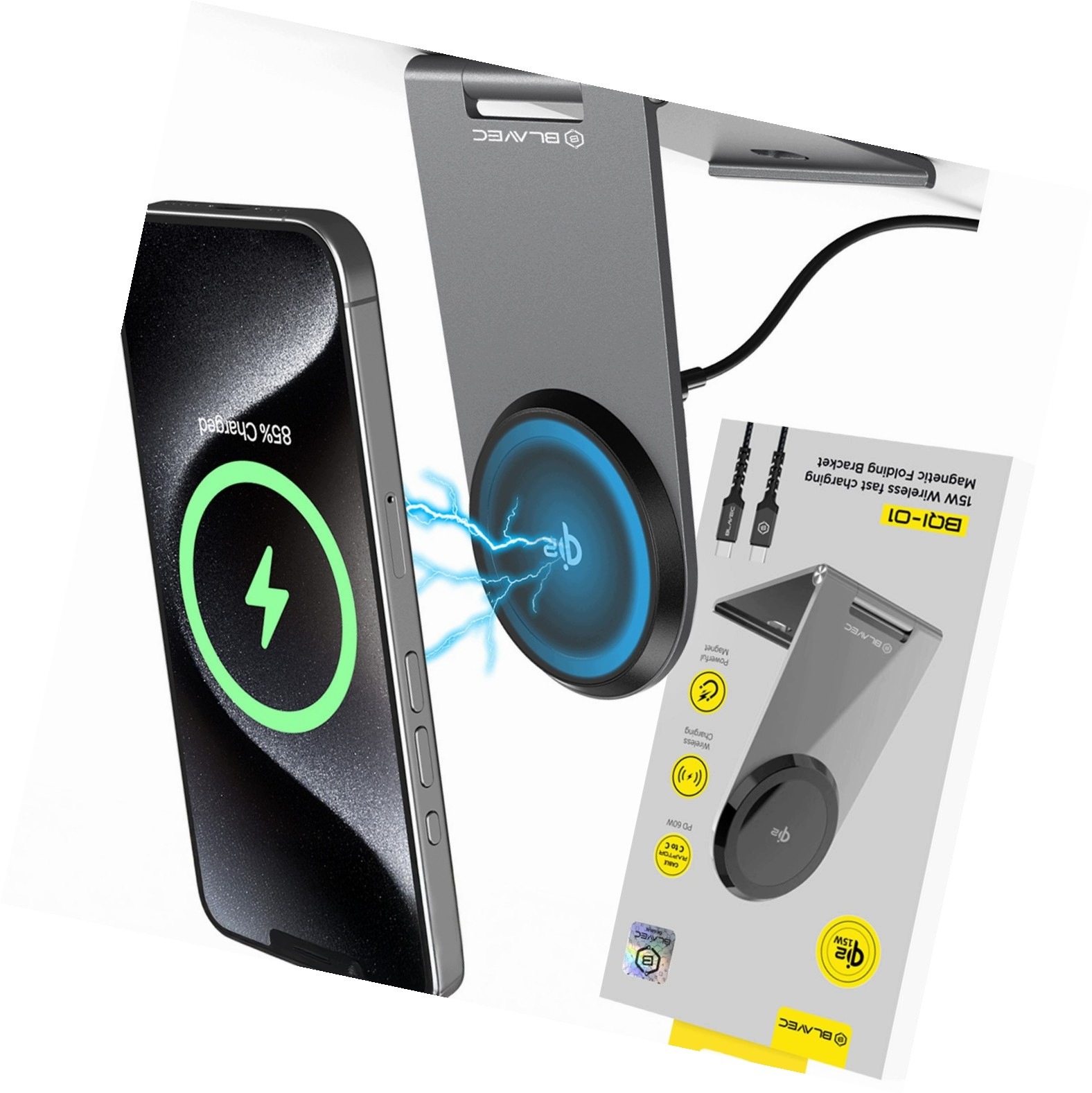 Indukcyjna ładowarka MagSafe Qi2 15W srebrny do Motorola Edge 70 Pro 5G