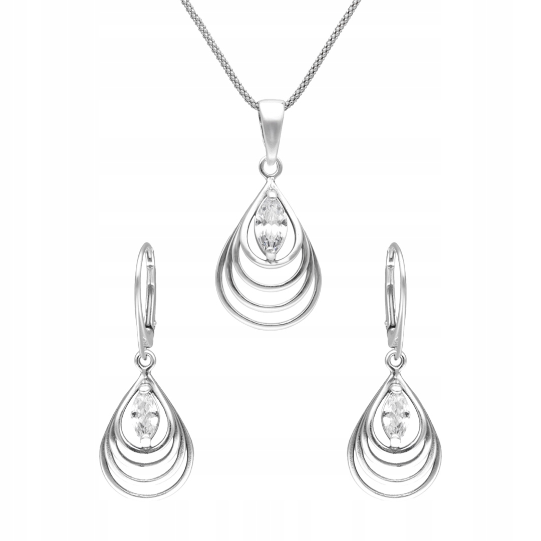 Stříbrný set s kubickou zirkonií elegantní dámské šperky stříbro 925