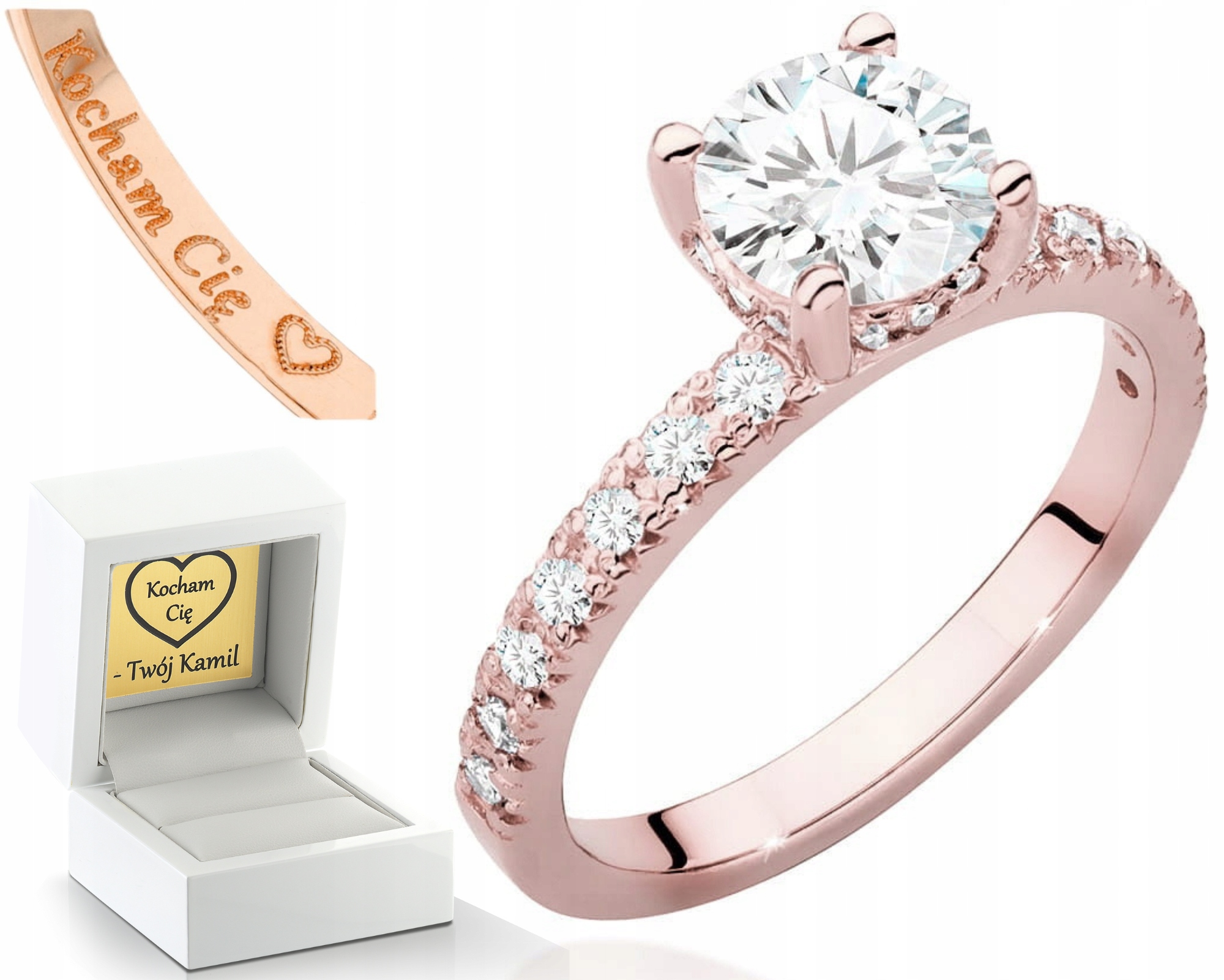 Moderní Prstýnek 14K Růžové Zlato, Laboratorní Diamanty, Módní Styl