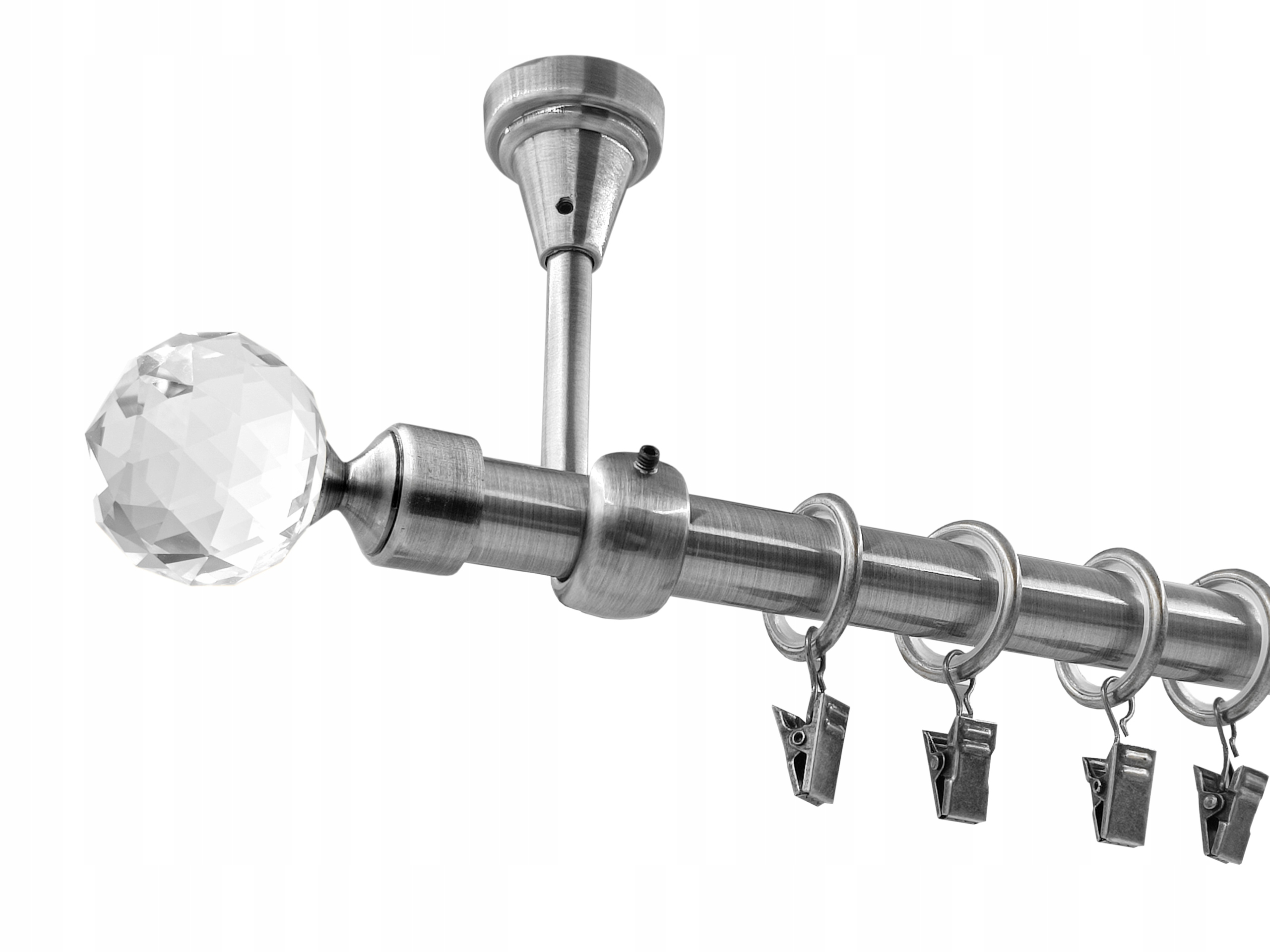 Garnýž Stropní Kov 19 mm jednoduchý Stříbrný Nikl 300 cm MIX Koncovek