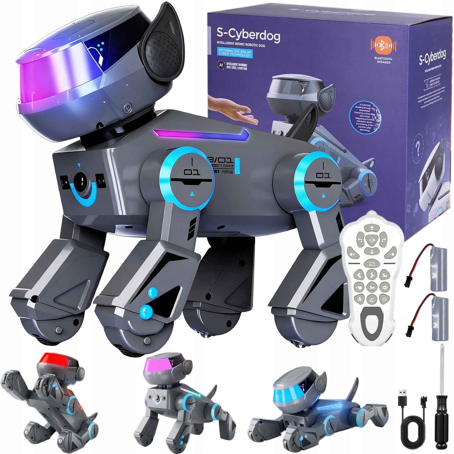 ROBOT PIESEK STEROWANY RC PROGRAMOWANY REAGUJE+PILOT MUZYKA PRZEZ BLUETOOTH