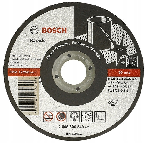 

Tarcza Tnąca do Metalu Inox 1,0x22,2x125mm Bosch