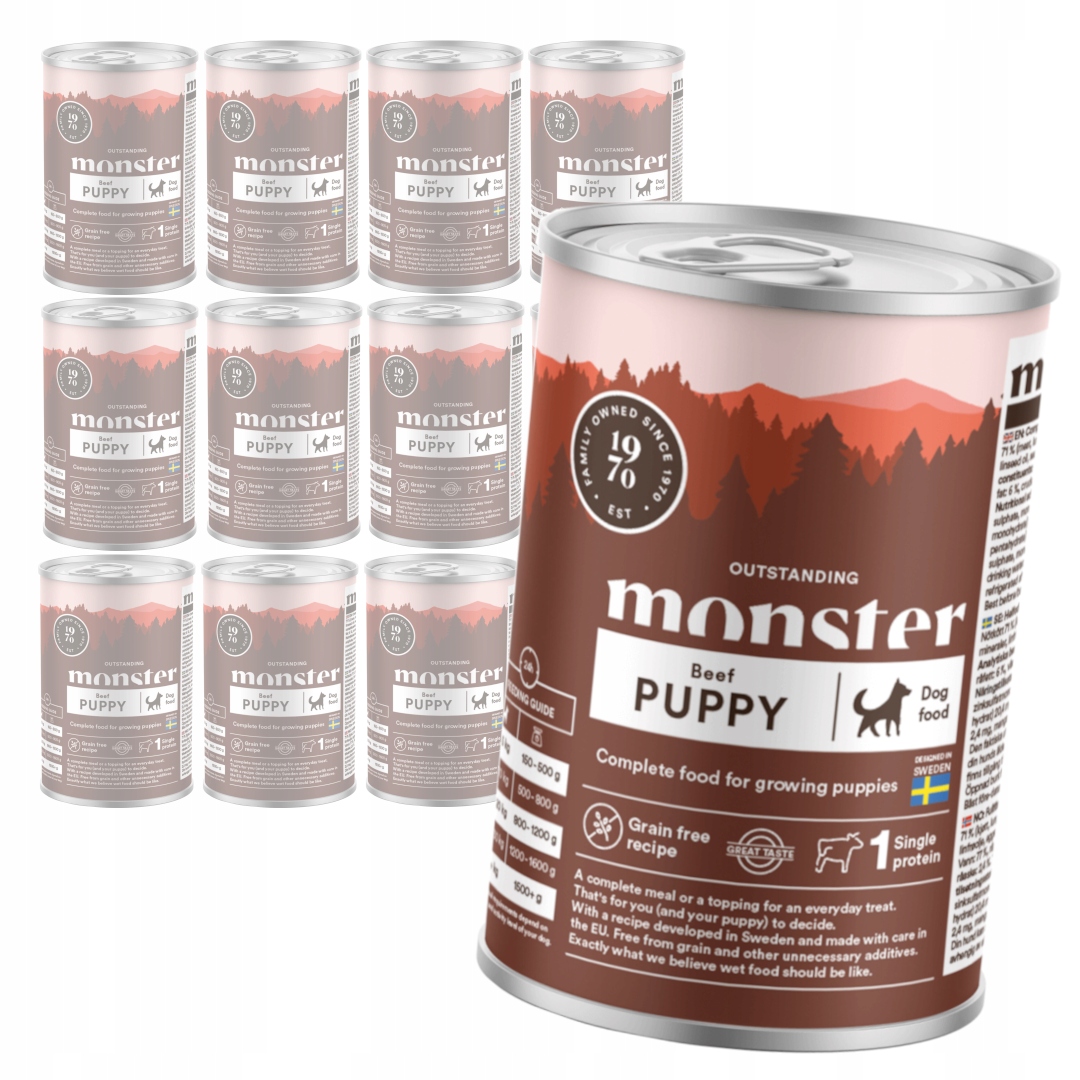 Monster Dog Puppy Beef 12x400g Monoproteinové Krmivo pro štěňata s hovězím masem