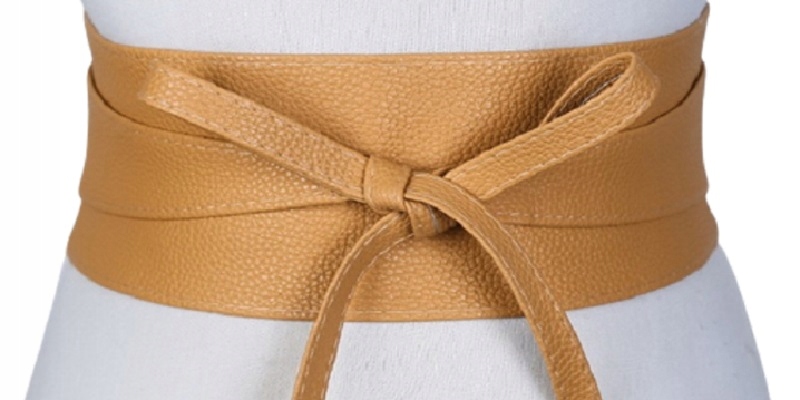 

Szeroki Pasek Damski Wiązany Eko Skóra Musztardowy