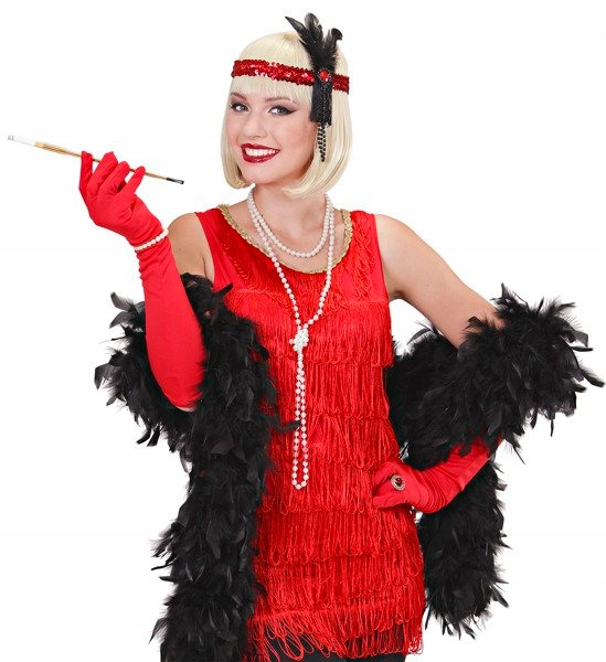 OPASKA RETRO CHARLESTON CZERWONA PIÓRO KORALIKI Płeć kobieta