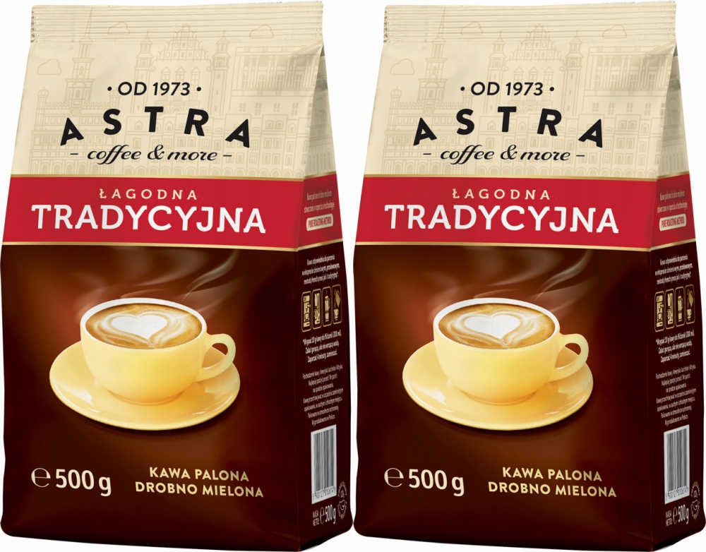 Kawa mielona Astra Łagodna Tradycyjna drobno mielona 500g x2