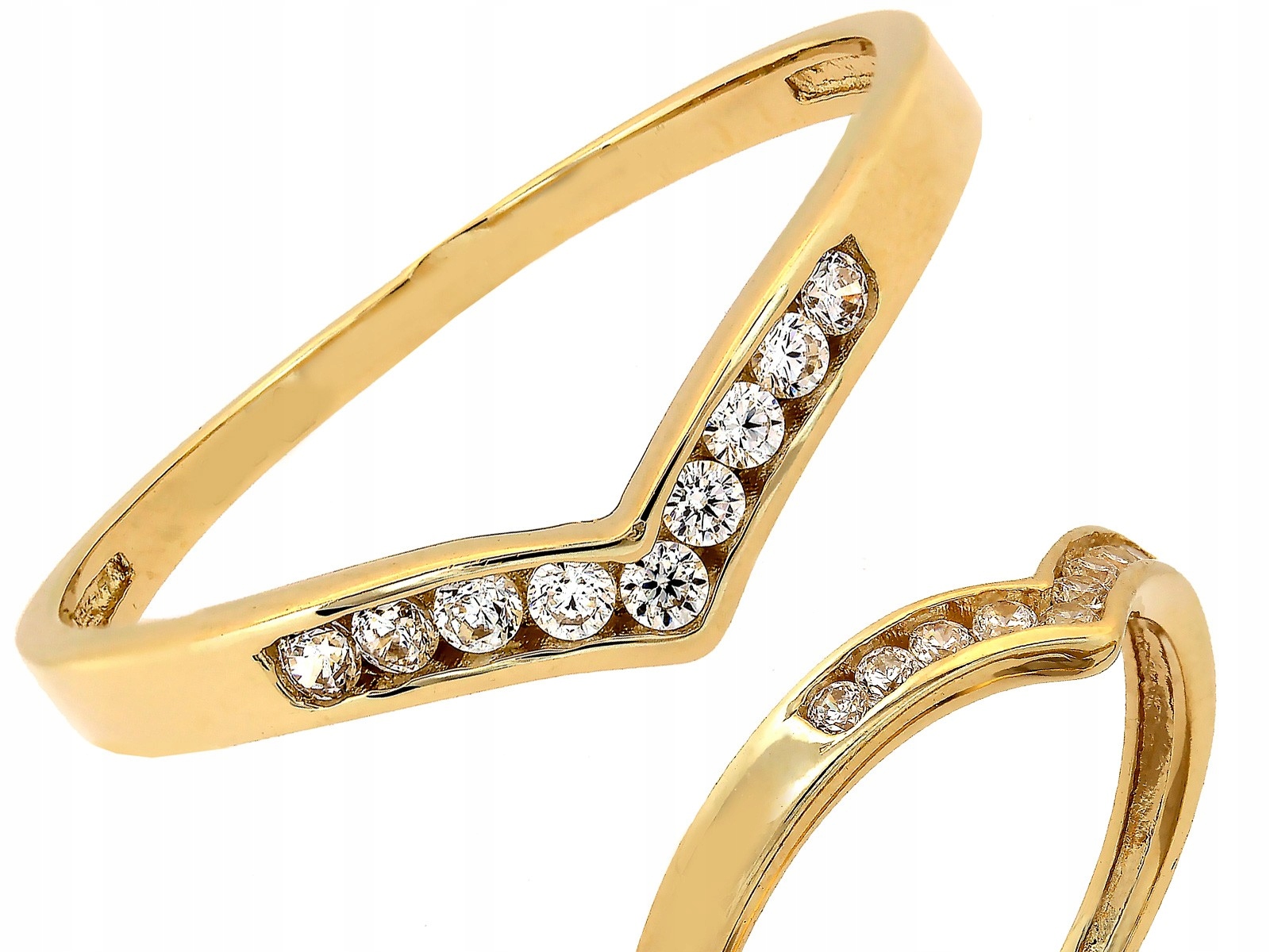 Dámský prstýnek ze zlata 585 s lesklou zirkon elegantním 14k zlatem