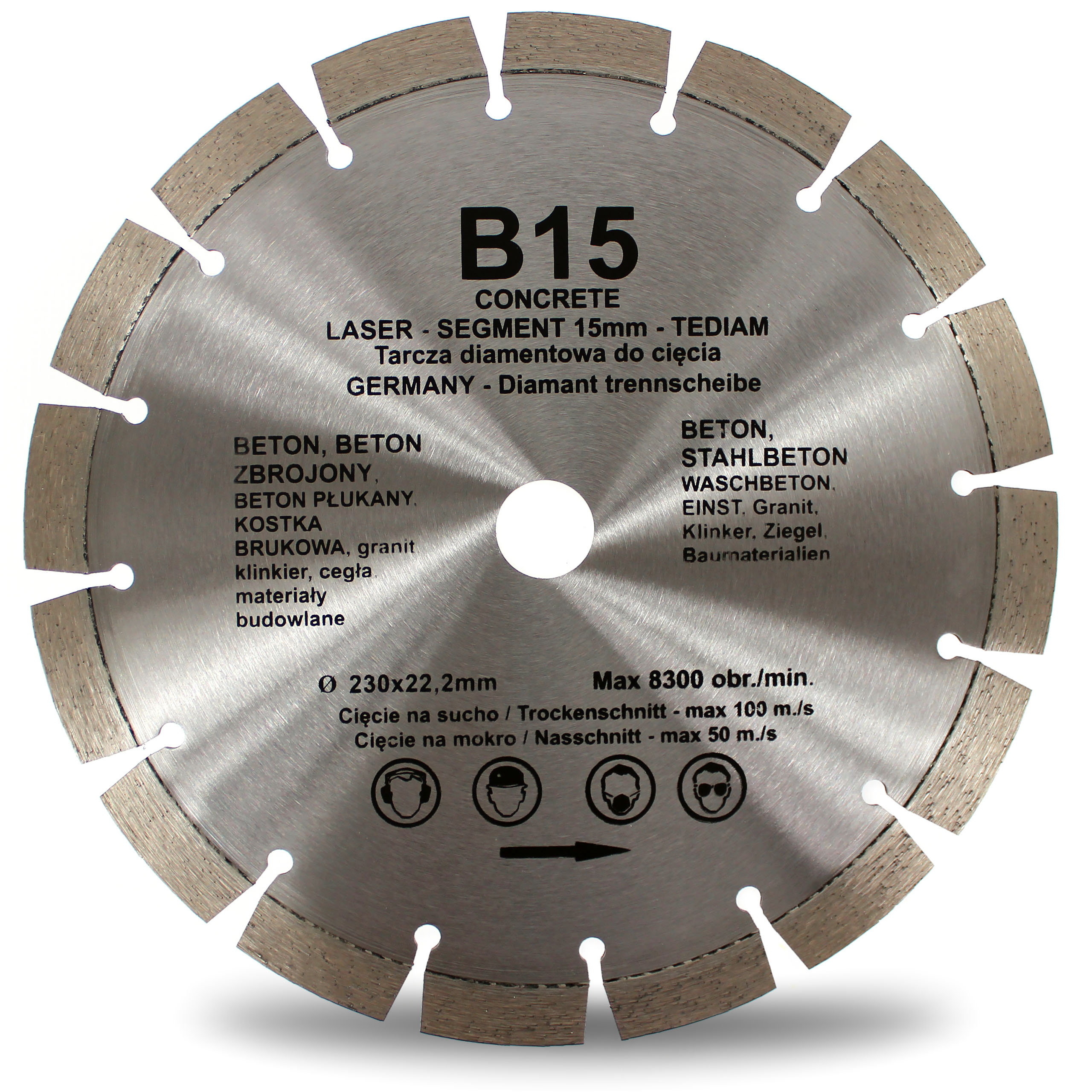

Tarcza Diamentowa 230/22,2 B15 Kostka Beton