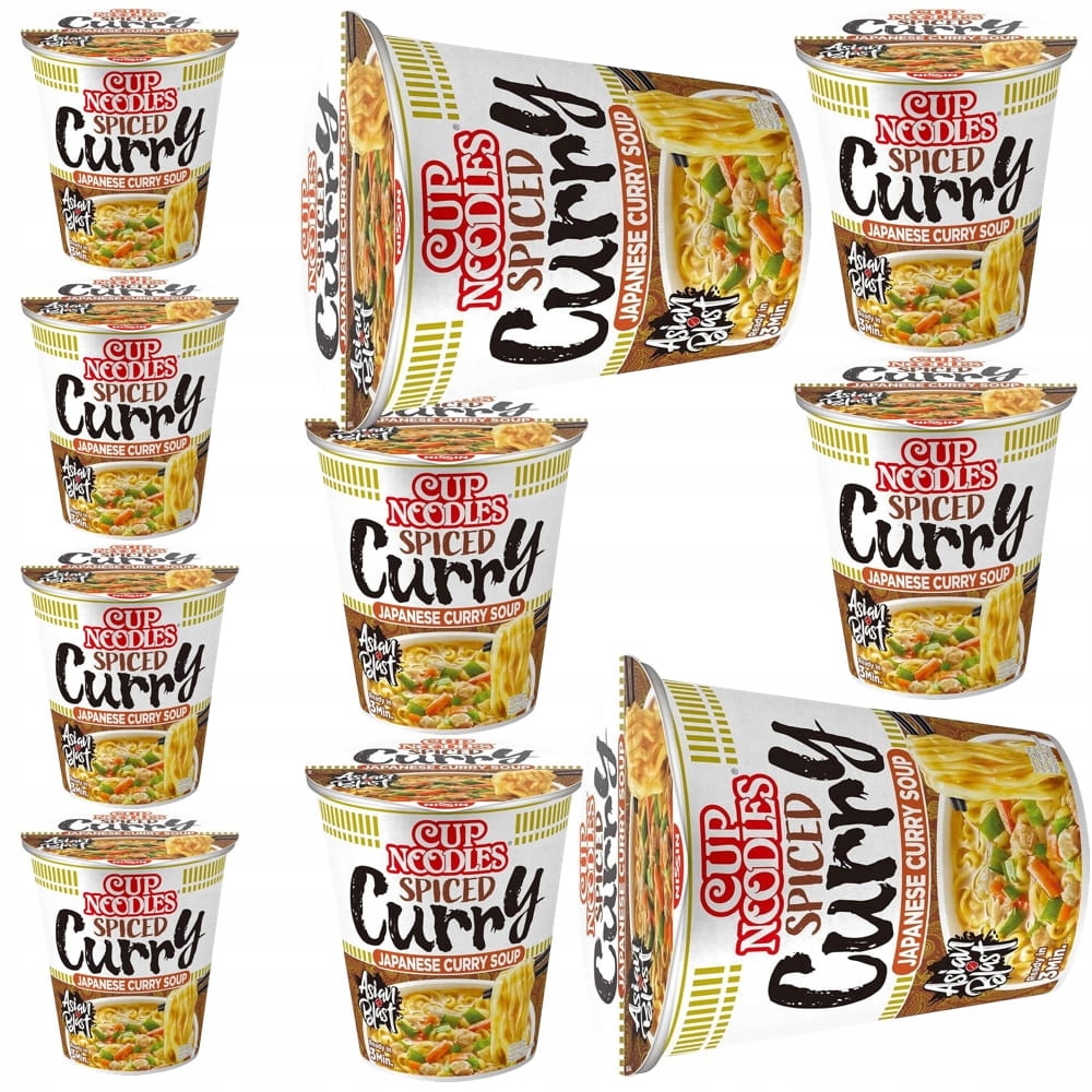 10x Zupka Błyskawiczna Makaron Instant 350ml Japońskie Curry Cup 67g Nissin