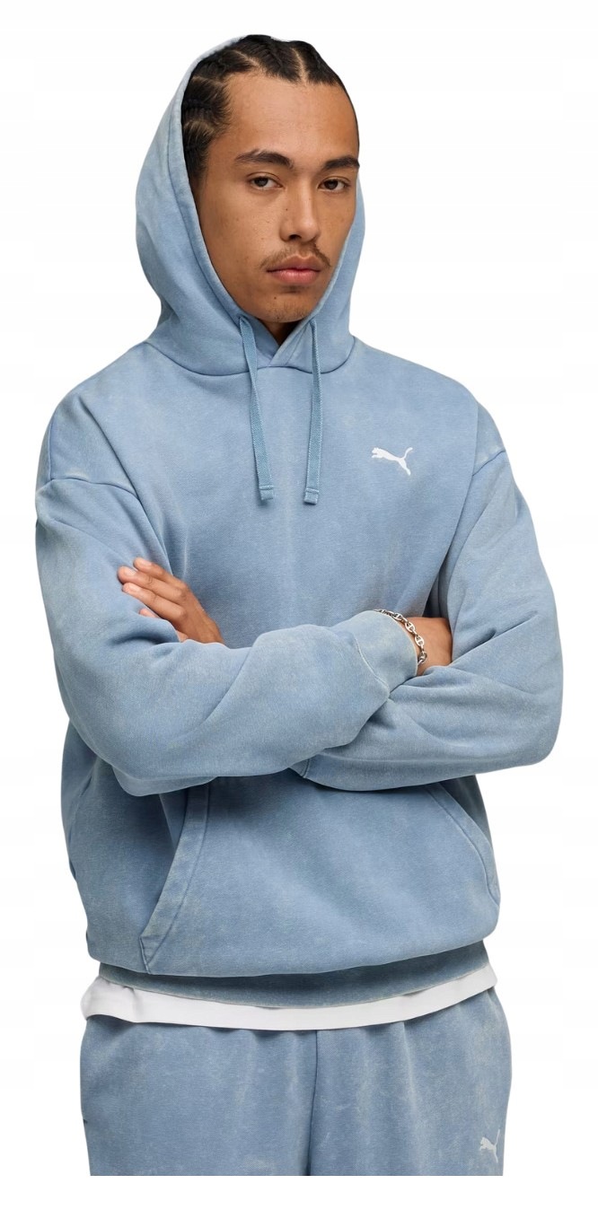 Mikina Puma Ess Elevated Relaxed Wash Hoodie modrá 688049 34 vel. S
