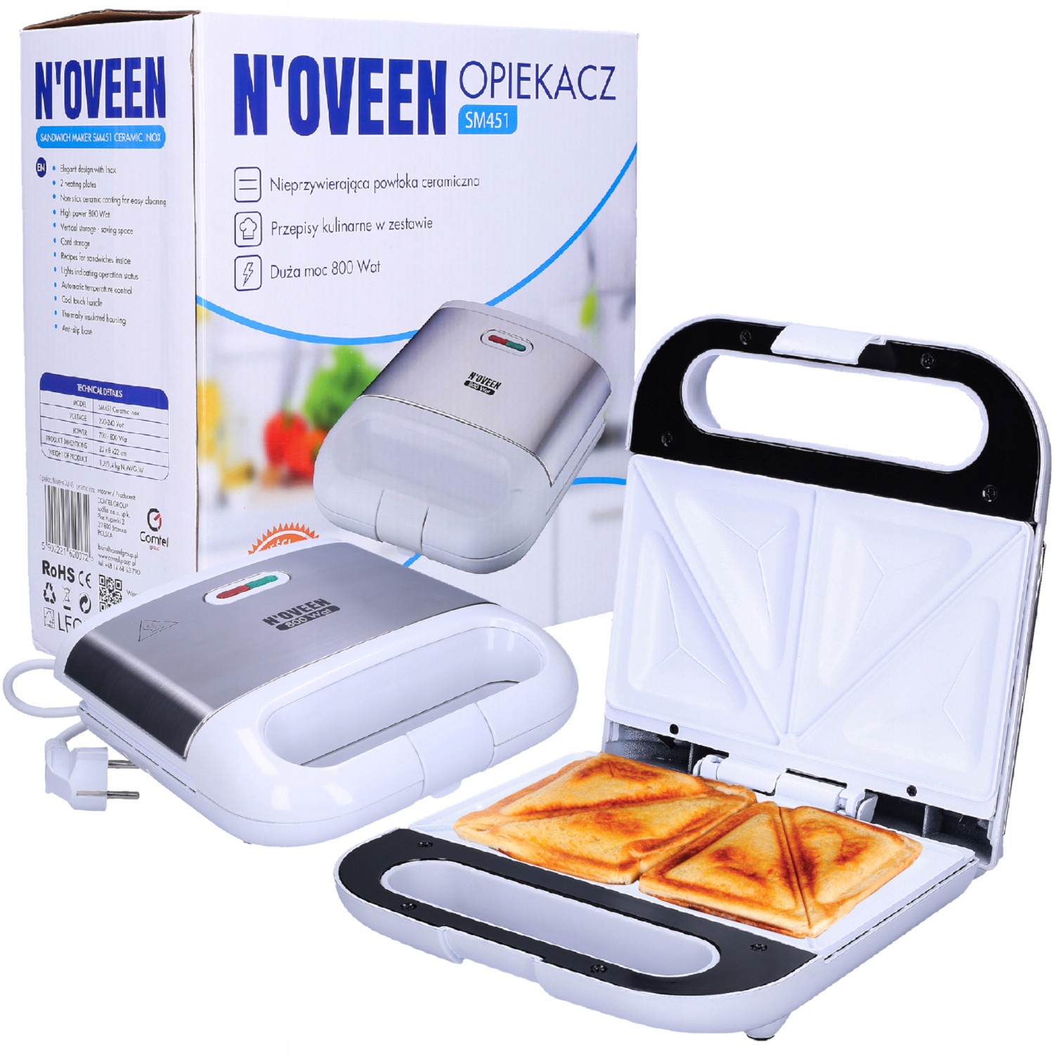 

Opiekacz Sandwich Toster Do Kanapek Ceramiczny