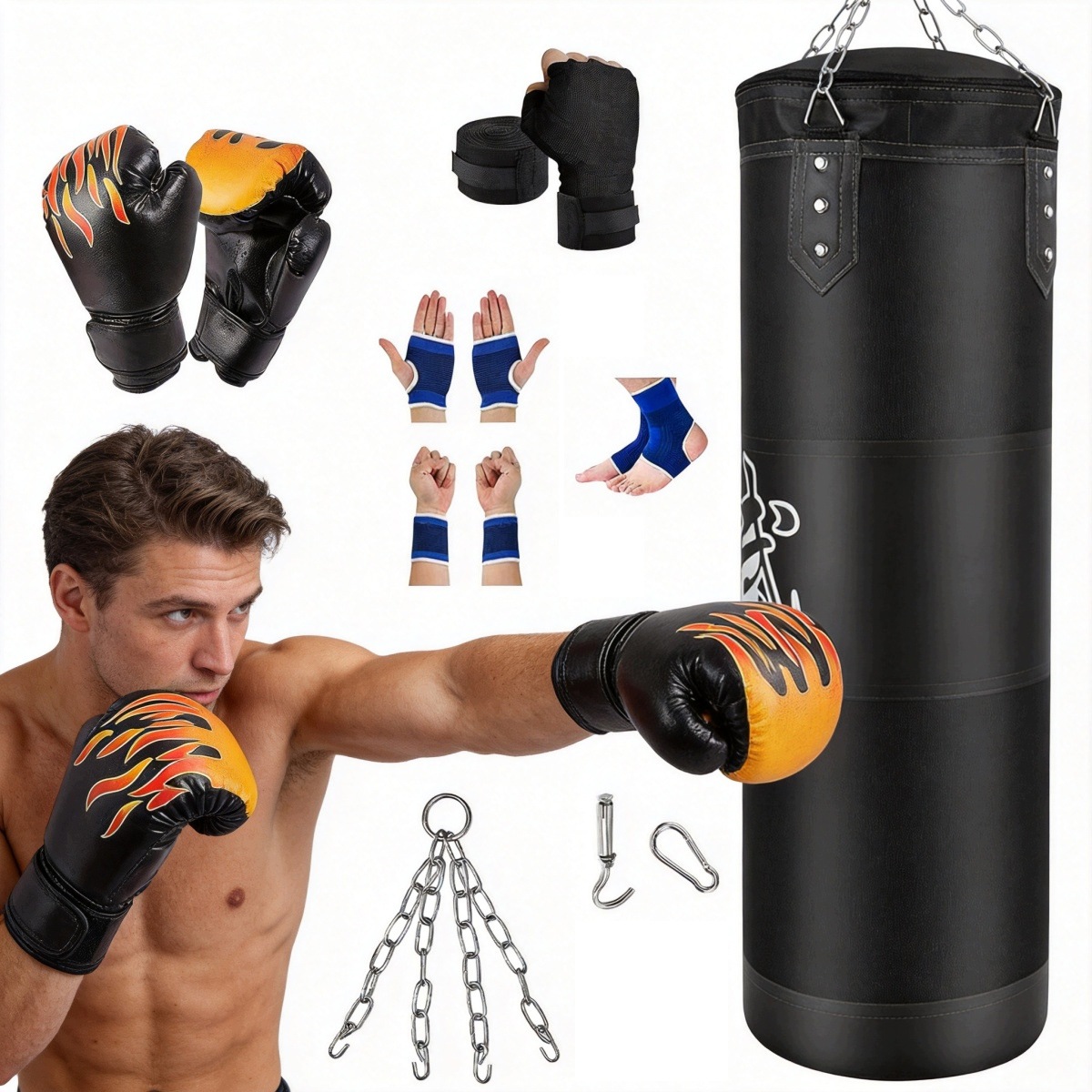 Boxovací Pytel Boxerské upevnění Sada na Dárek 100 x 30 cm