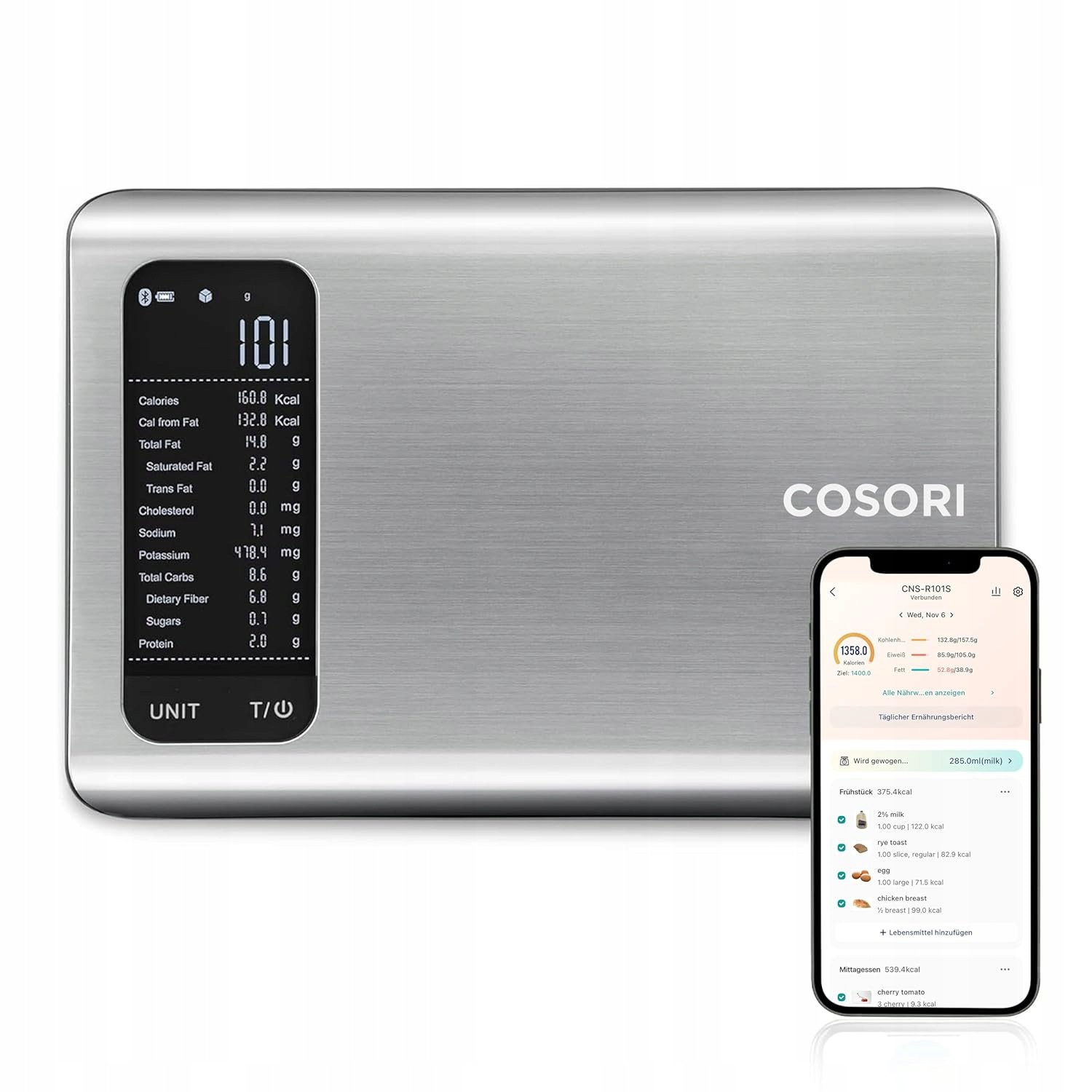 Kuchyňská váha Smart Cosori 5 kg Bluetooth LCD 1 g VeSync Nerezová Ocel