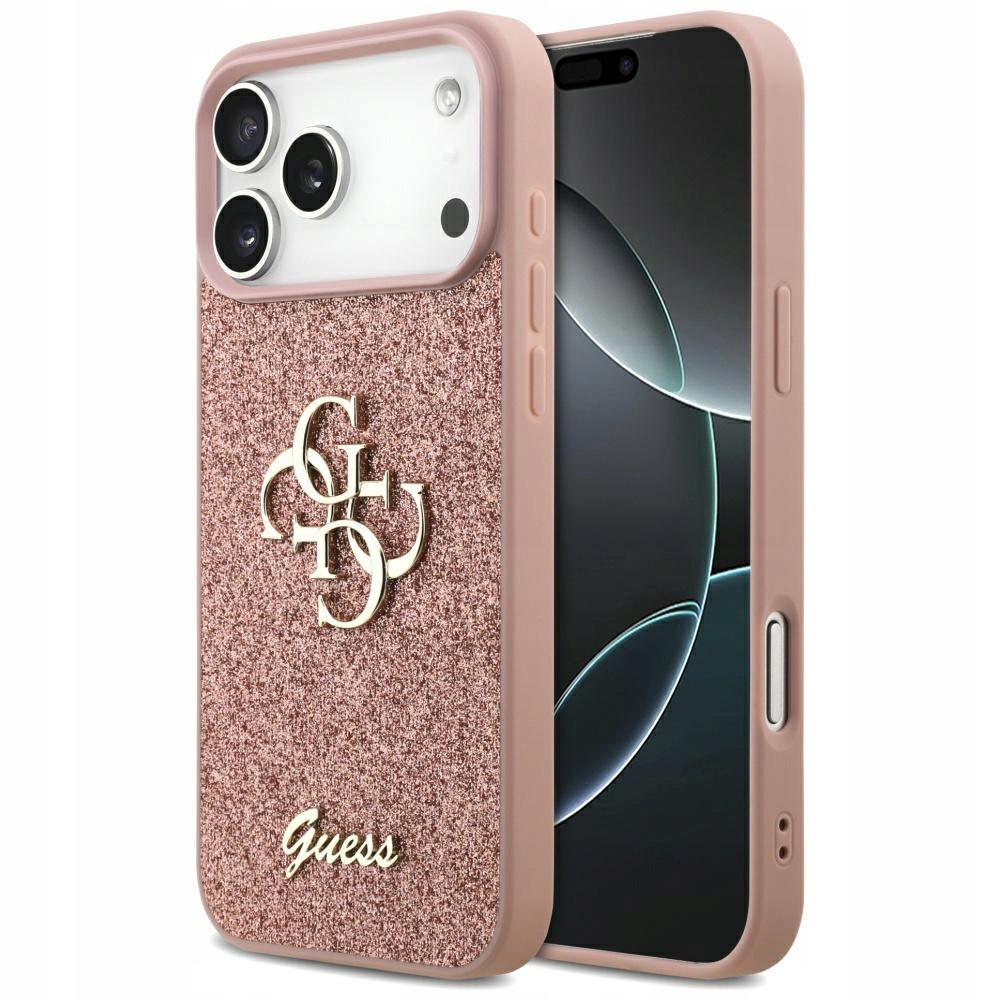 Pouzdro Guess Fixed Glitter Big 4G pro iPhone 17 Pro Max, růžové