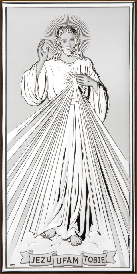 Strieborný obraz Milosrdný Ježiš DS26/3 Gravírovanie Zadarmo