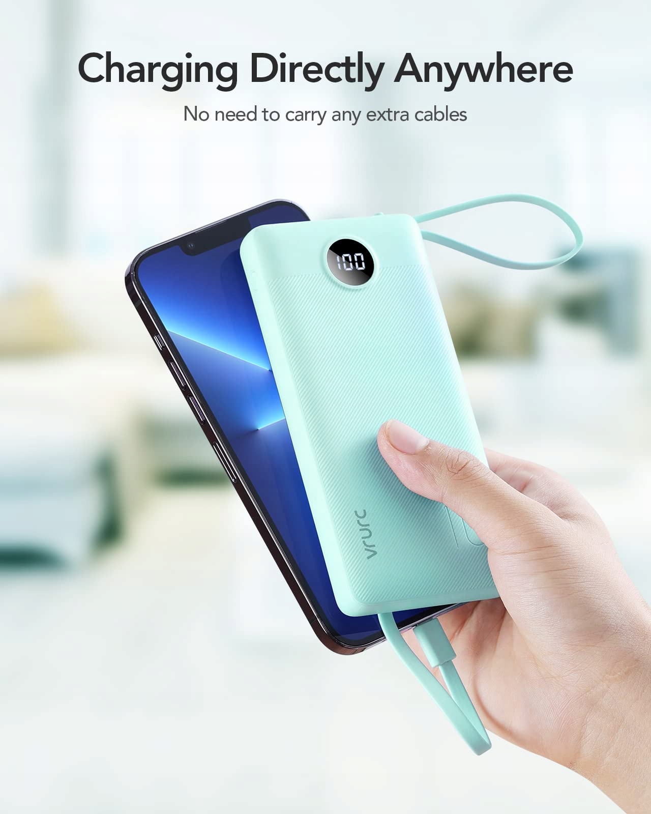 VRURC Powerbank 10000mAh USB C iPhone Huawei Samsung iPad LED — miniatura 8
