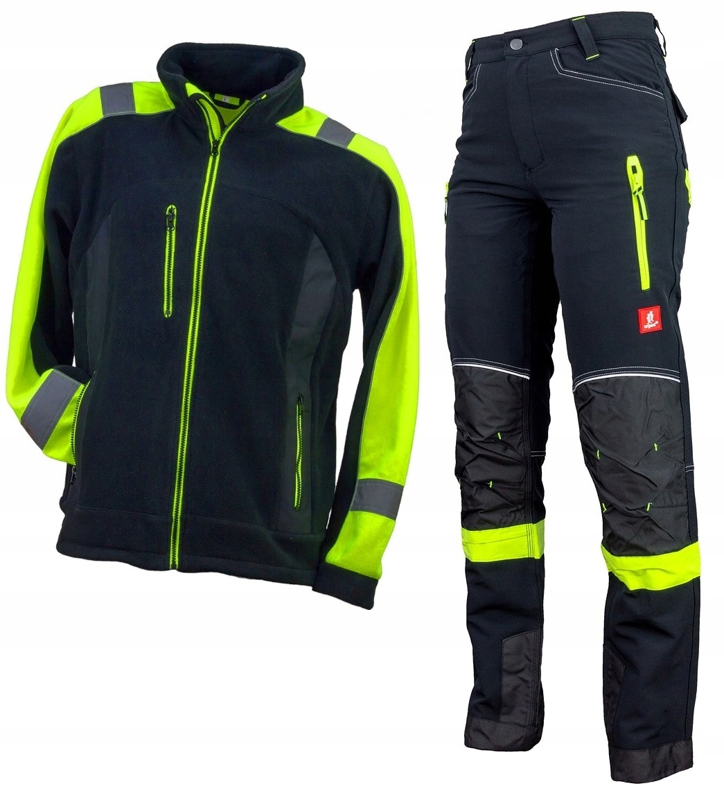 Komplet roboczy odblaskowy polar spodnie softshell XXL