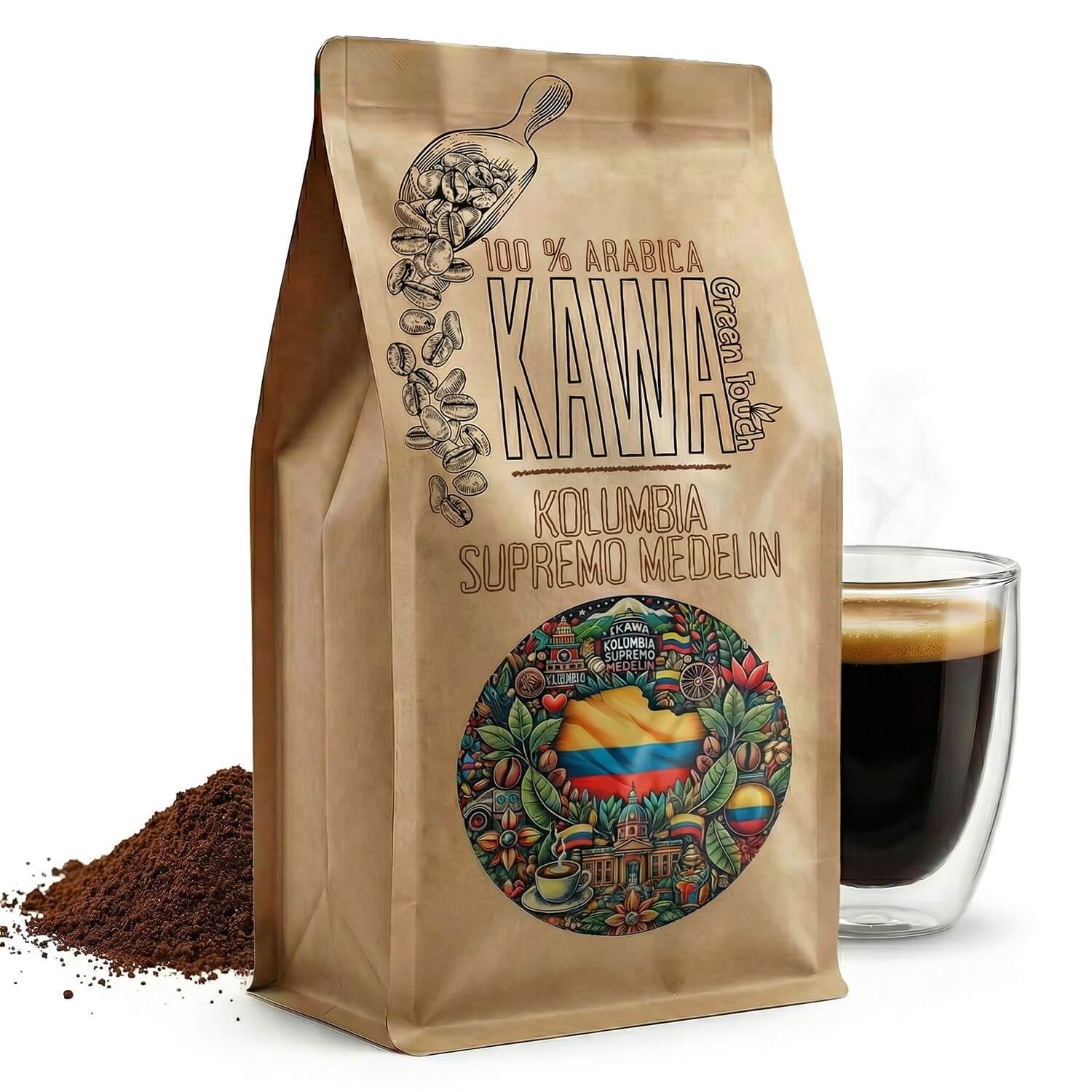 Kawa mielona Kolumbia Supremo Medelin 100% arabica 1 kg Green Touch