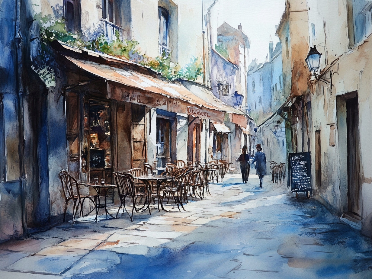 Obraz Na Plátně Canvas Pařížská Ulice Kavárna Akvarel Krajina 100x75