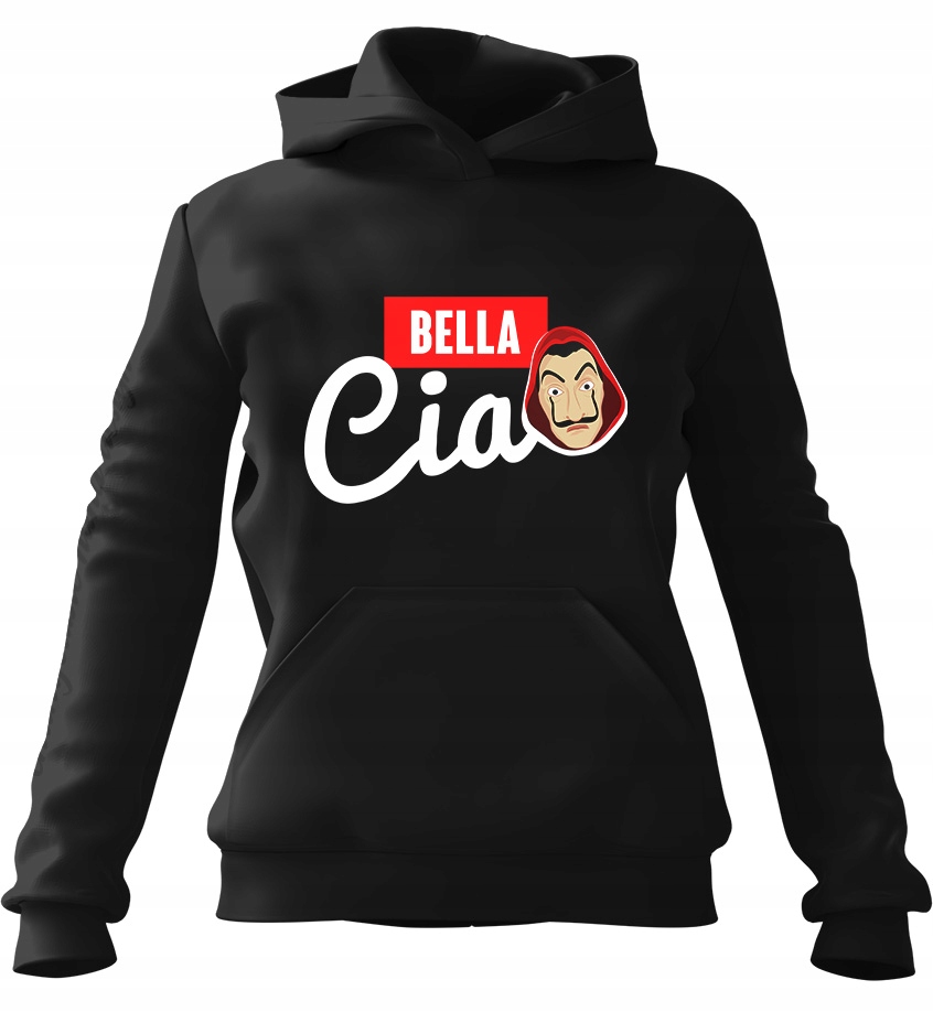 Dámská s kapucí Mikina Bella Ciao Heist, černá, velikost L