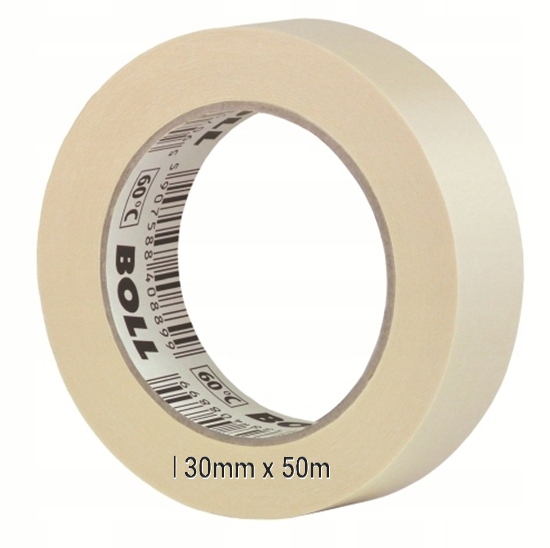Taśma Maskująca lakiernicza 60°C na bazie kauczuku Boll 30mm x 50m