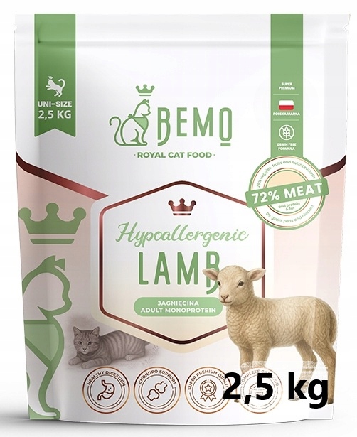 Bemo sucha karma dla kotów Jagnięcina 2,5 kg bezzbożowa Hypoallergenic