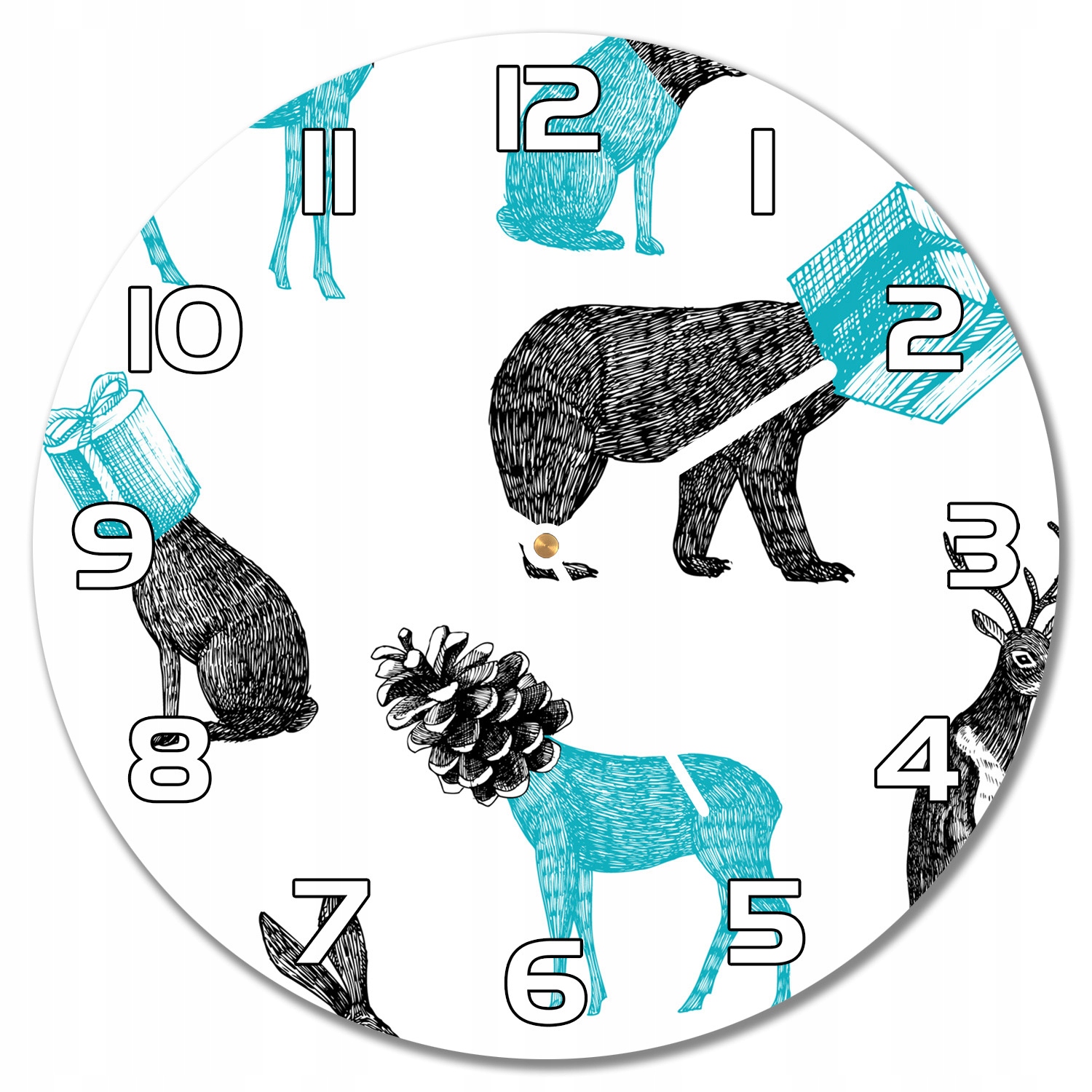 

Cichy zegar ścienny Zwierzęta abstrakcja f30 cm