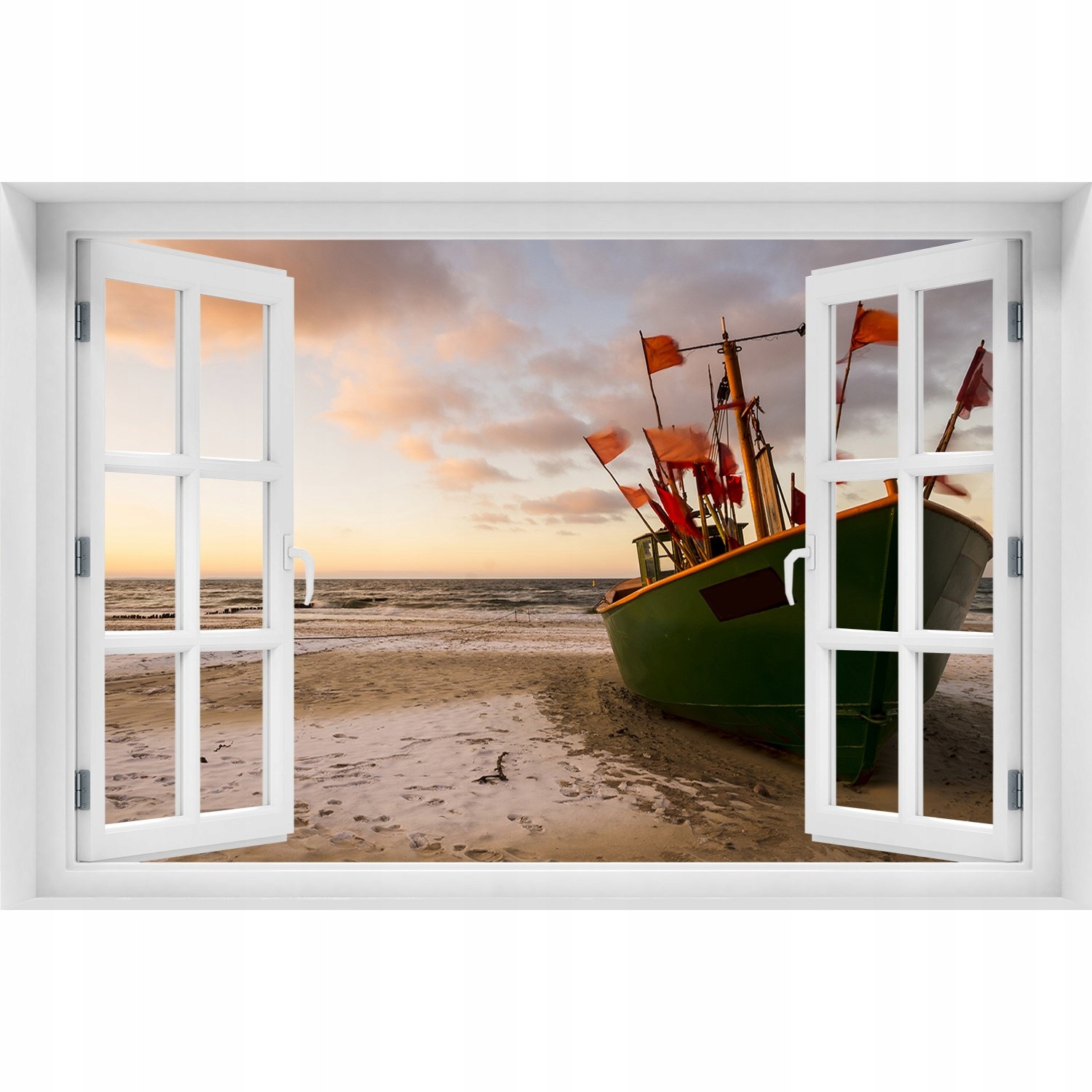 

Samoprzylepna Naklejka Kuter rybacki plaża 120x80