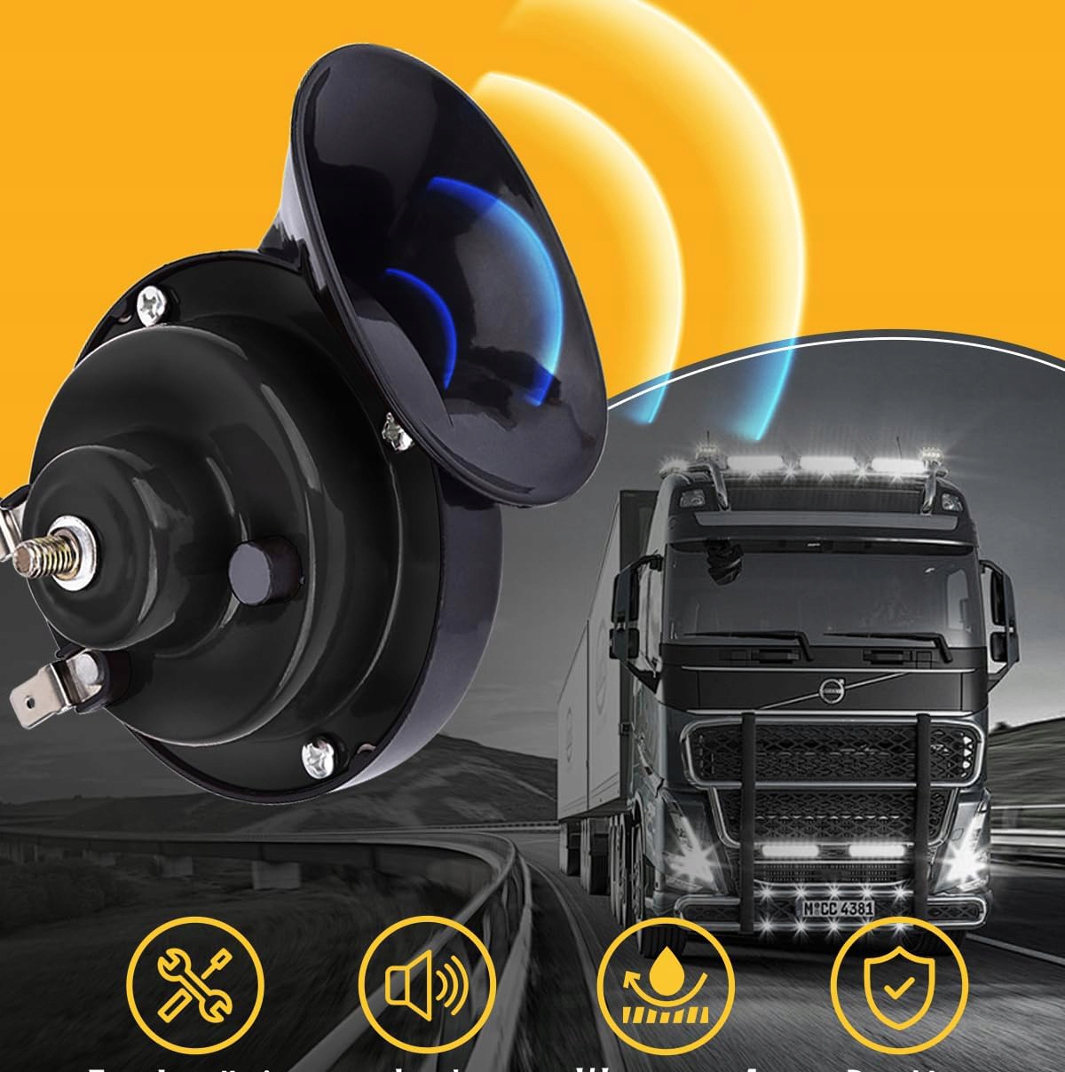 2X KLAKSON ŚLIMAKA 300DB, KLAKSON SAMOCHODOWY GŁOŚNY KLAKSON POWIETRZNY 12V Typ samochodu 4x4/SUV Samochody osobowe Samochody dostawcze Samochody ciężarowe Samochody kempingowe