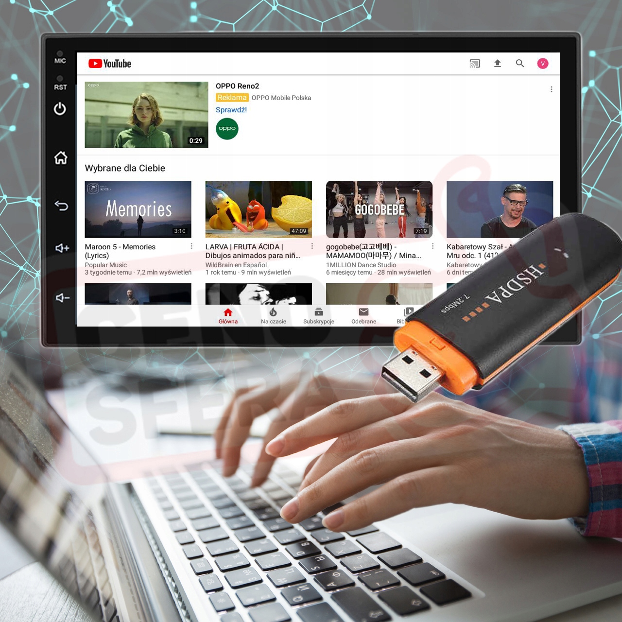 RADIO SAMOCHODOWE 2DIN MULTIMEDIALNE ANDROID USB WiFi GPS KAMERA COFANIA Komunikacja Bluetooth GPS Wi-Fi