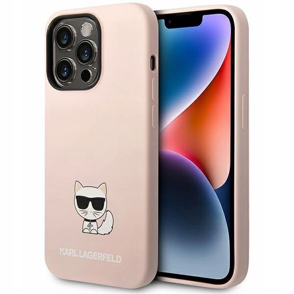 Pouzdro Karl Lagerfeld Silicone Choupette Body pro iPhone 14 Pro světle růžové