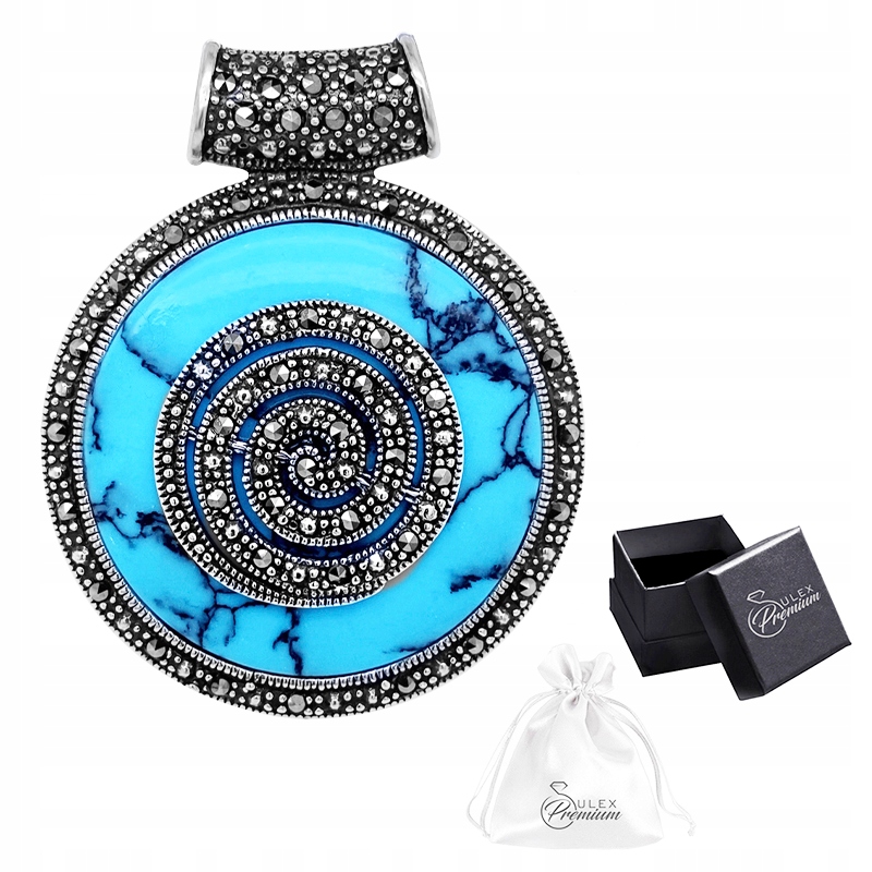 Stříbrný přívěsek ryzost 925 Elegantní přívěsek s Tyrkysem a Markýzami