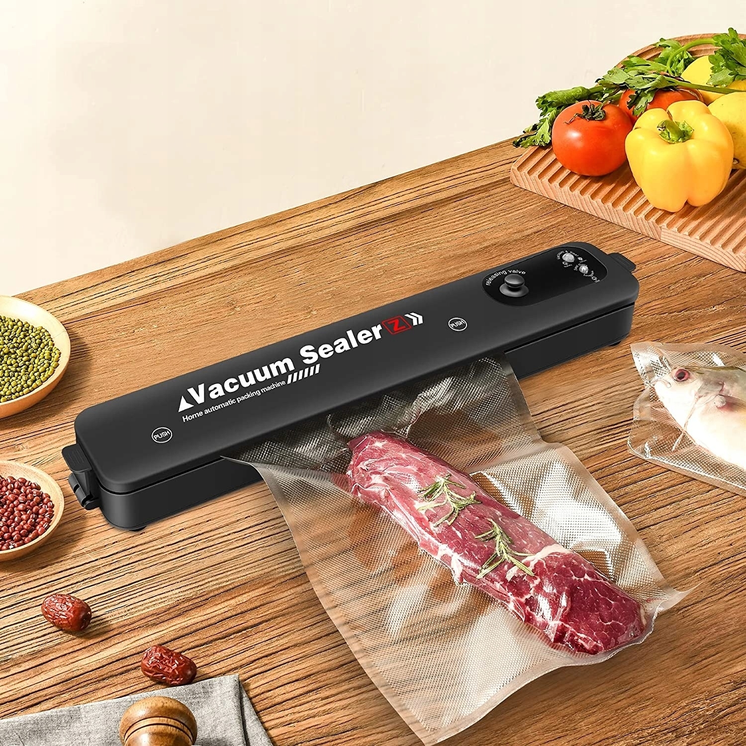 PRÓŻNIOWA ZGRZEWARKA PAKOWARKA DO FOLII ŻYWNOŚCI JEDZENIA + 15 WORKI ! Model VACUUM SEALER