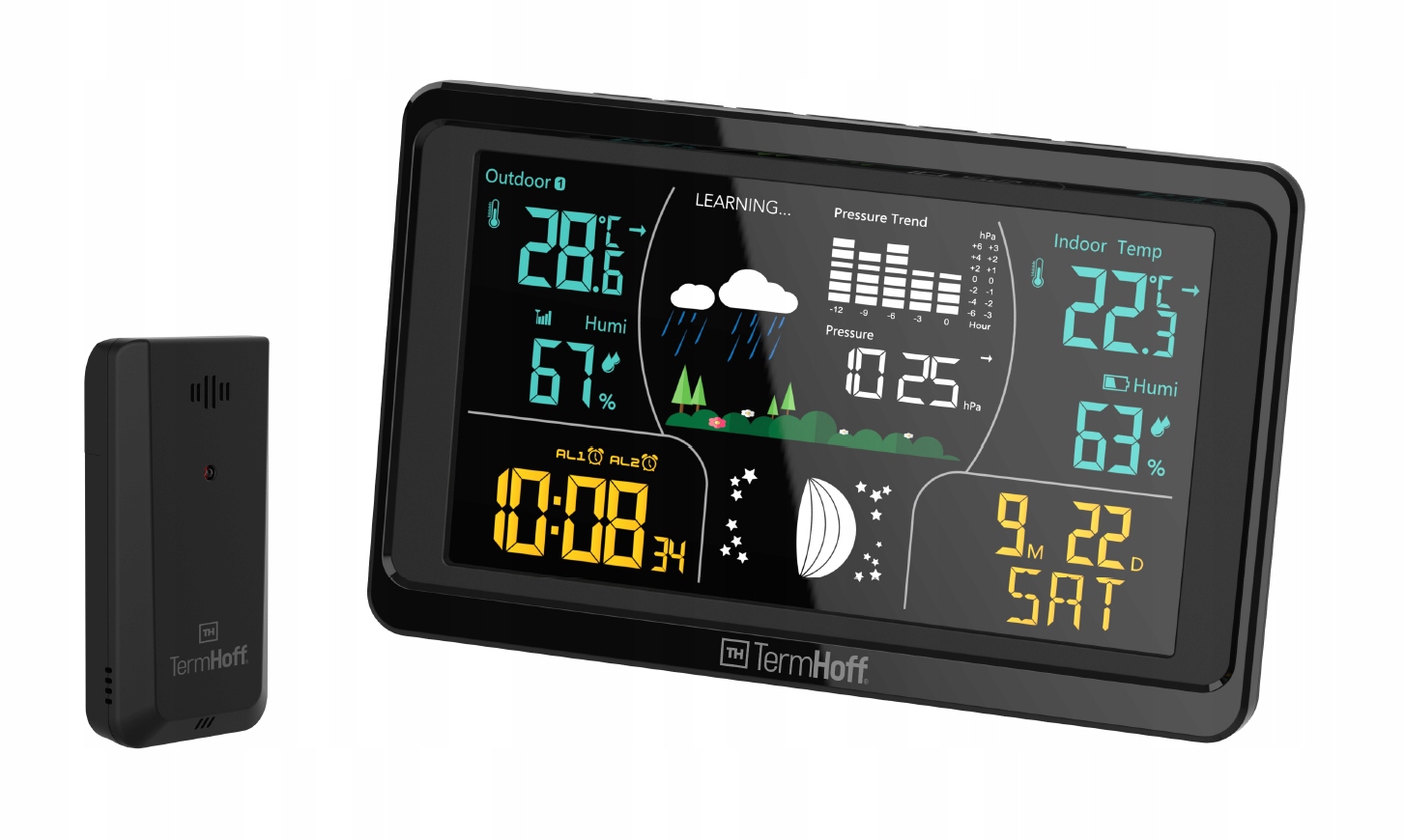 Stacja Pogodowa Barometr Higrometr Kalendarz Czujnik DCF TermHoff TH-WS3
