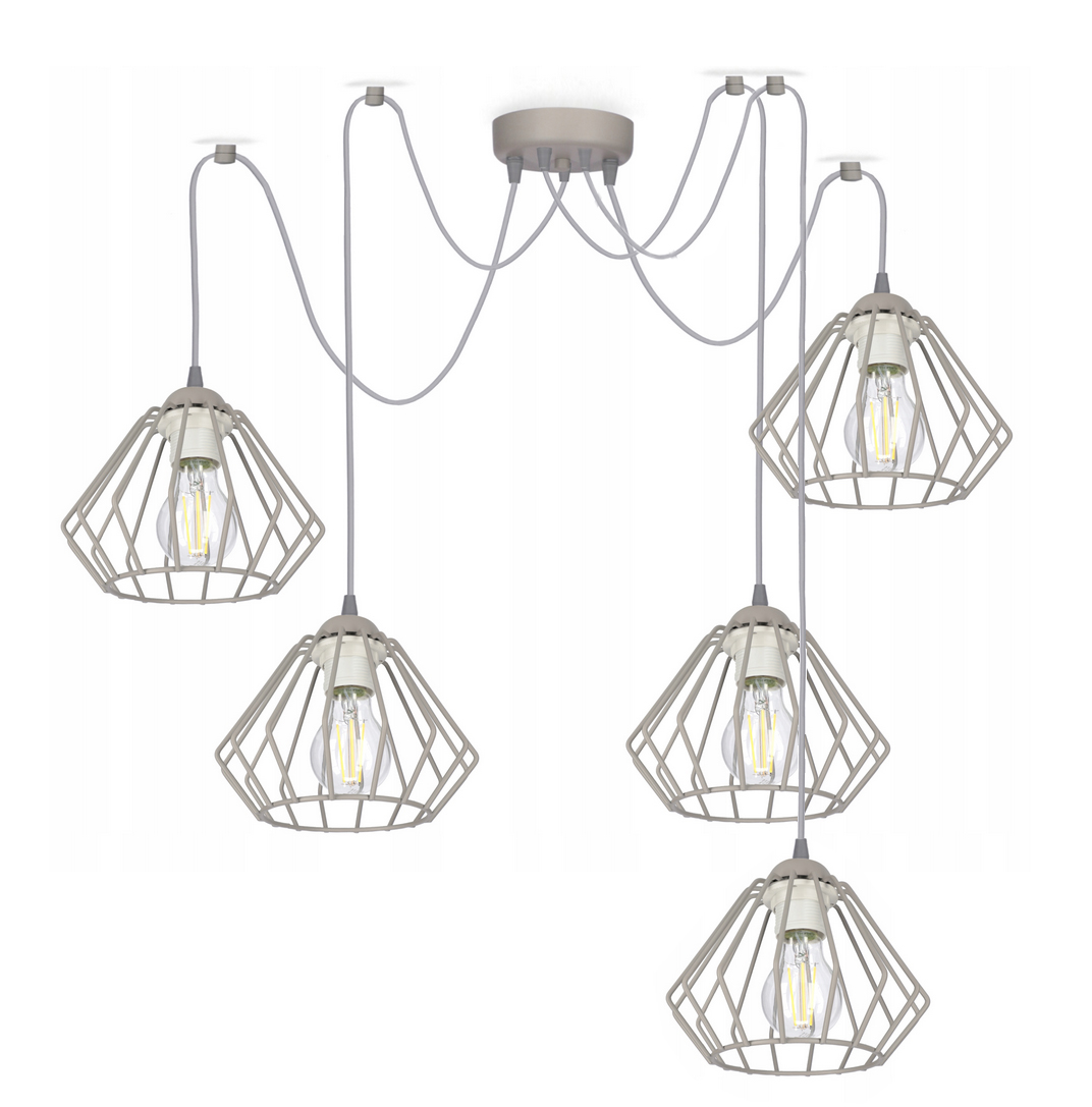 Lustr závěsné stropní svítidlo Pavouk Wire 5 Šedá stropní svítidla lustry