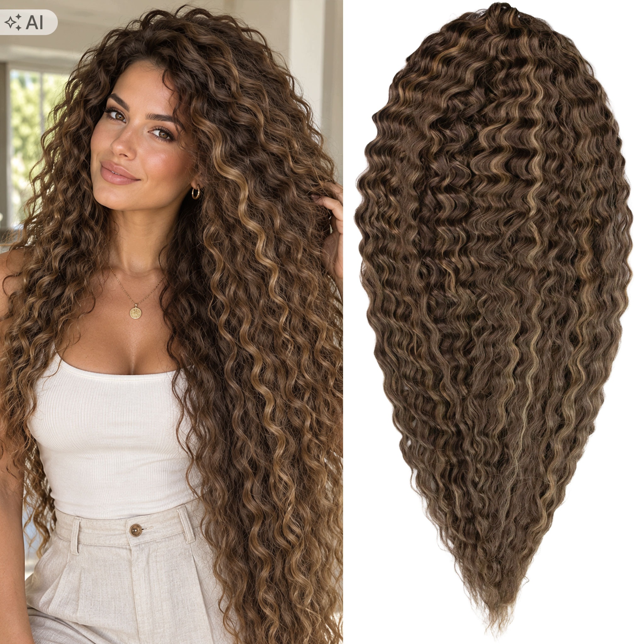 Włosy syntetyczne Afroloki Arielki Ariel Plus 400g 30" 76cm brąz pasemka