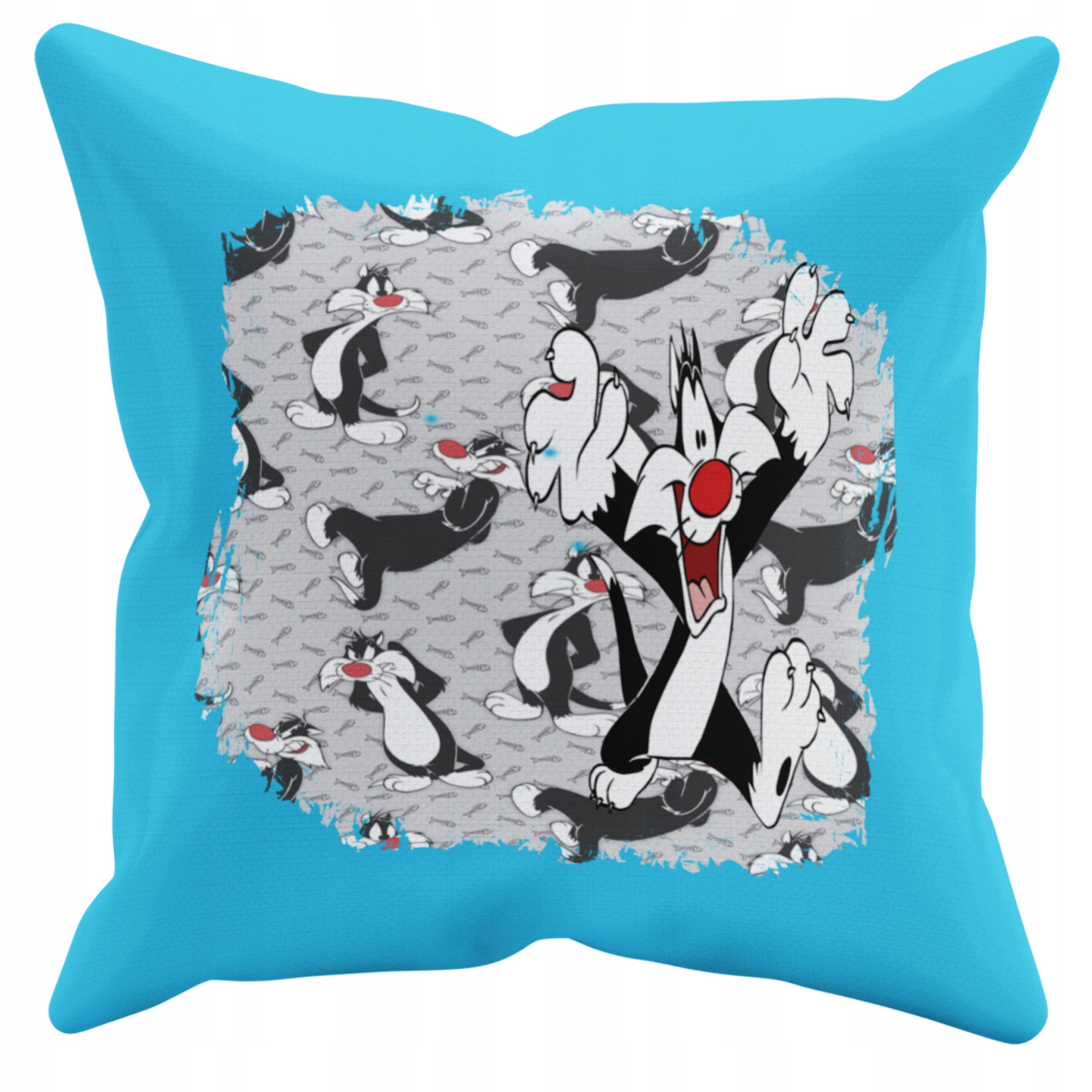 POSZEWKA NA PODUSZKĘ JAŚKA DO PRZEDSZKOLA KOT SYLVESTER + IMIĘ GRATIS Kolor dominujący odcienie niebieskiego