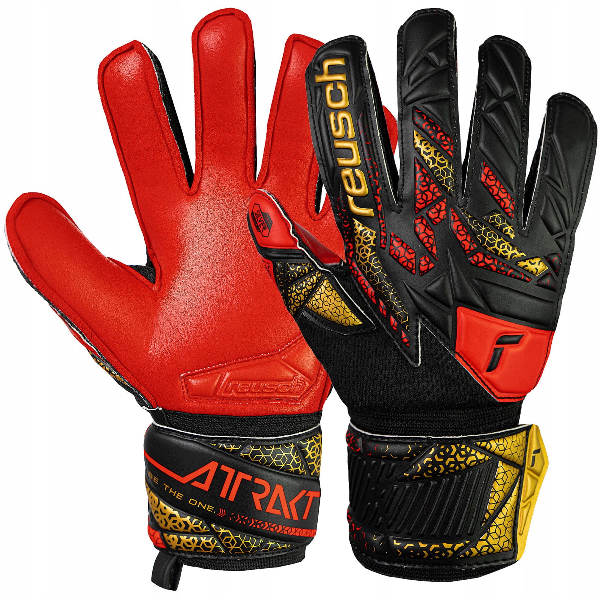 Reusch Brankářské rukavice Attrakt Silver Junior black gold red 8